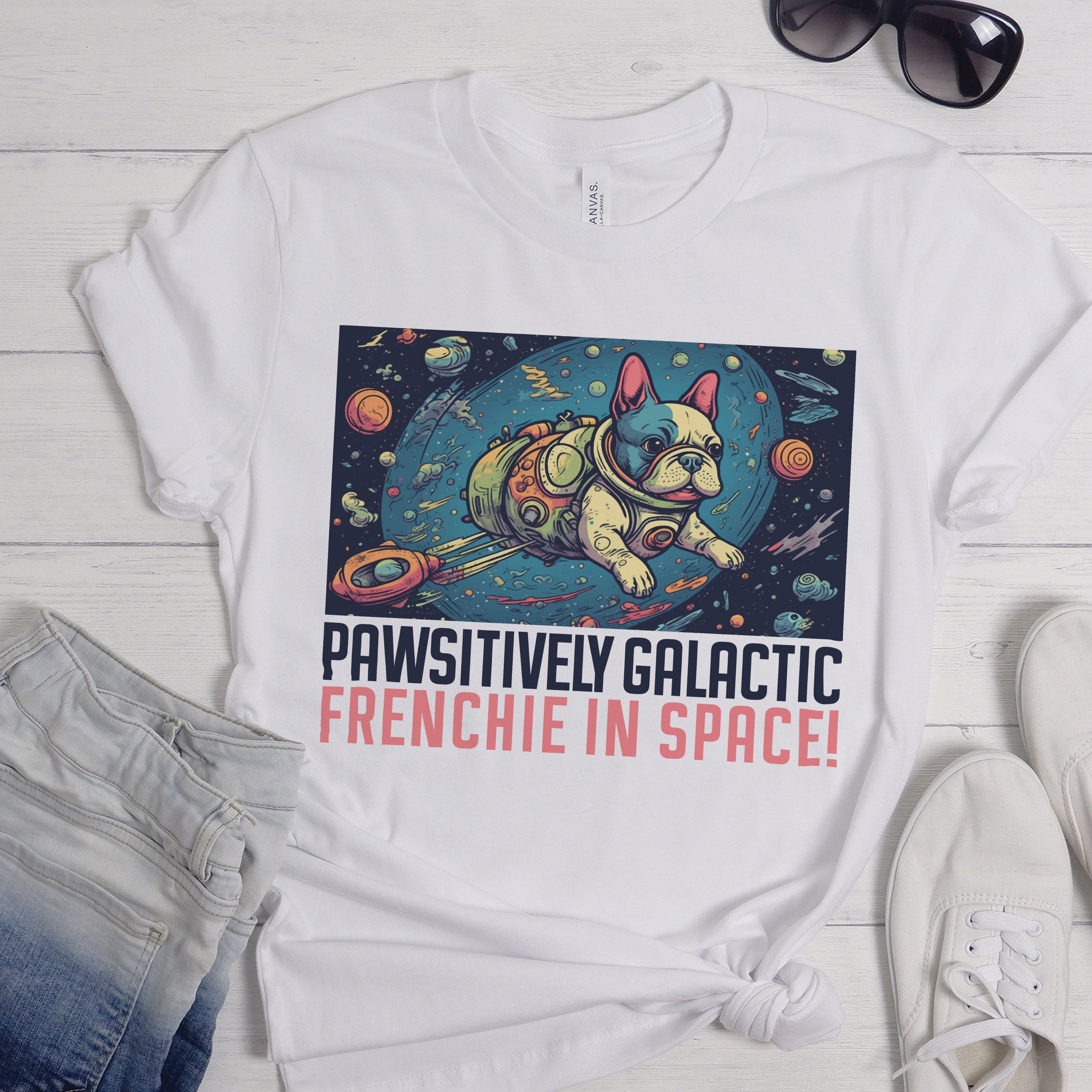 Frenchie in Space - Unisex T-Shirt for Dog Lovers and Owners-fadou