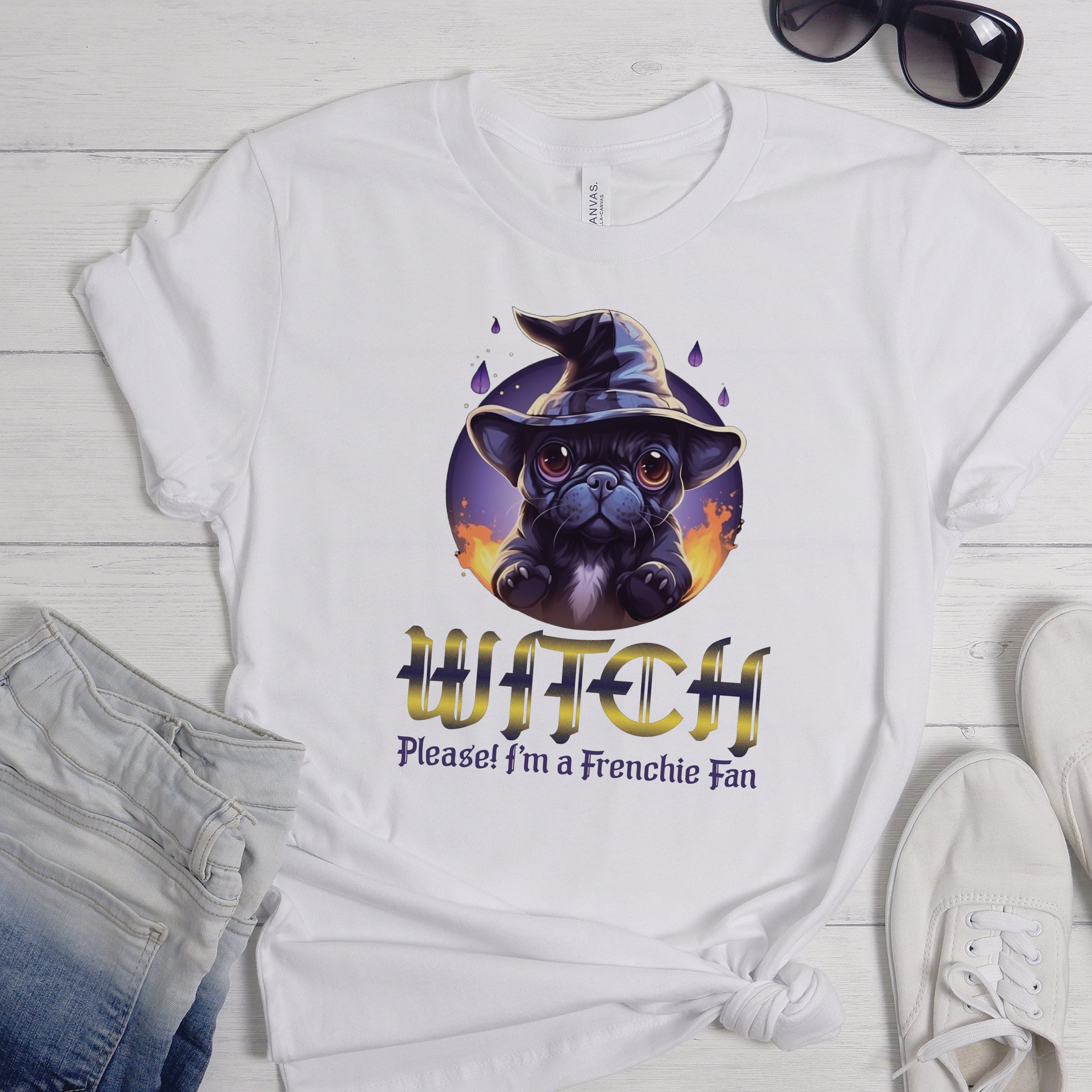 French Bulldog Witch - Unisex T-Shirt for Bulldog Owners-fadou