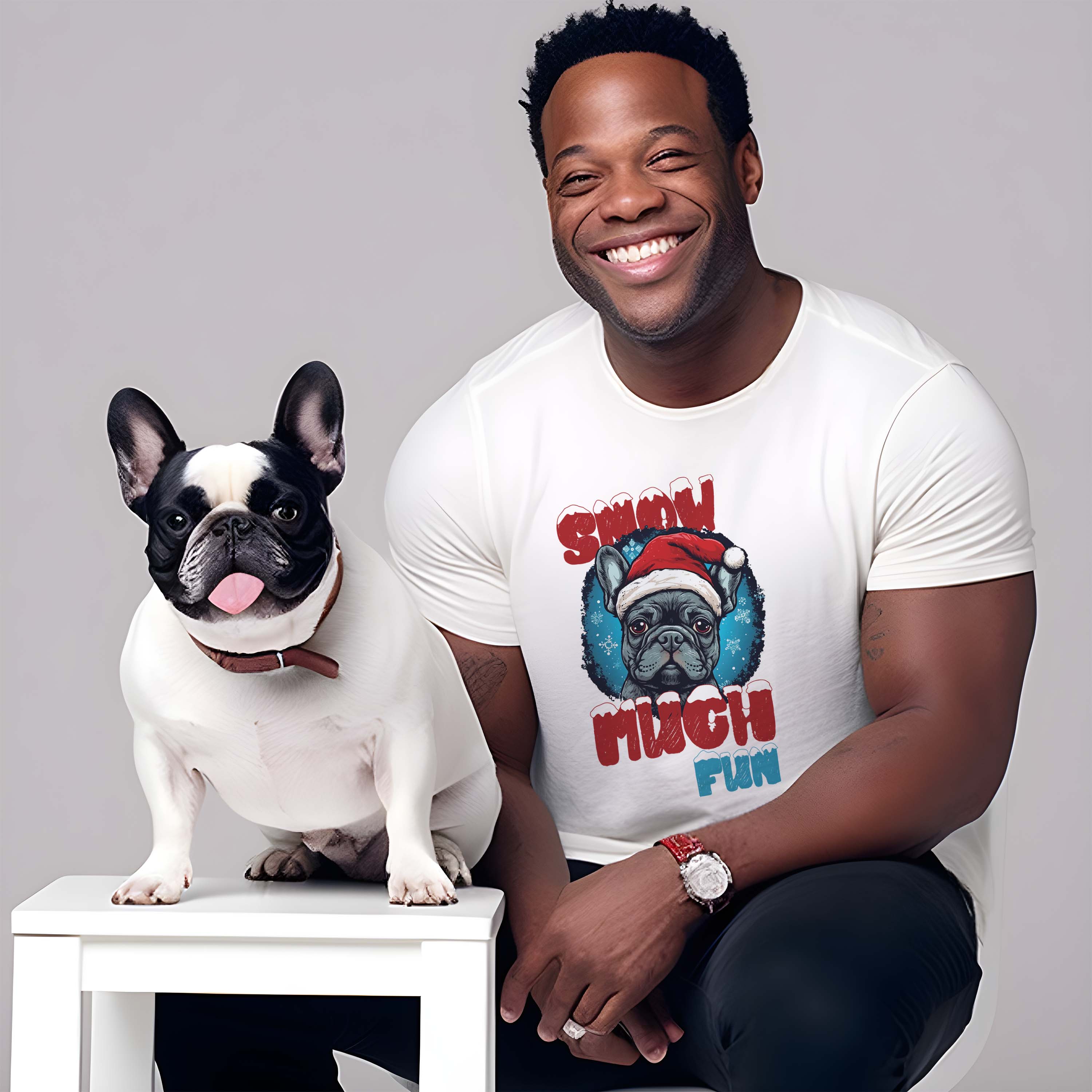 Snow Fun- Unisex T-Shirt for French Bulldog Owners and Fans-fadou