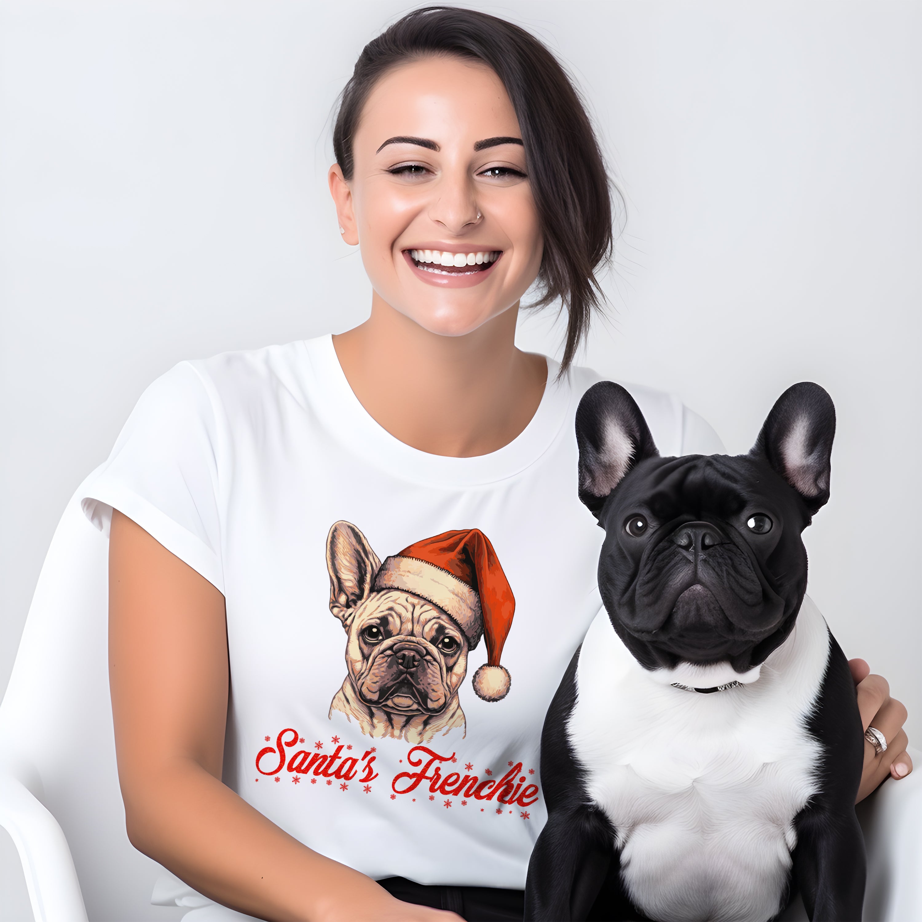Santa's Frenchie - Unisex T-Shirt for Dog Lovers and Owners-fadou