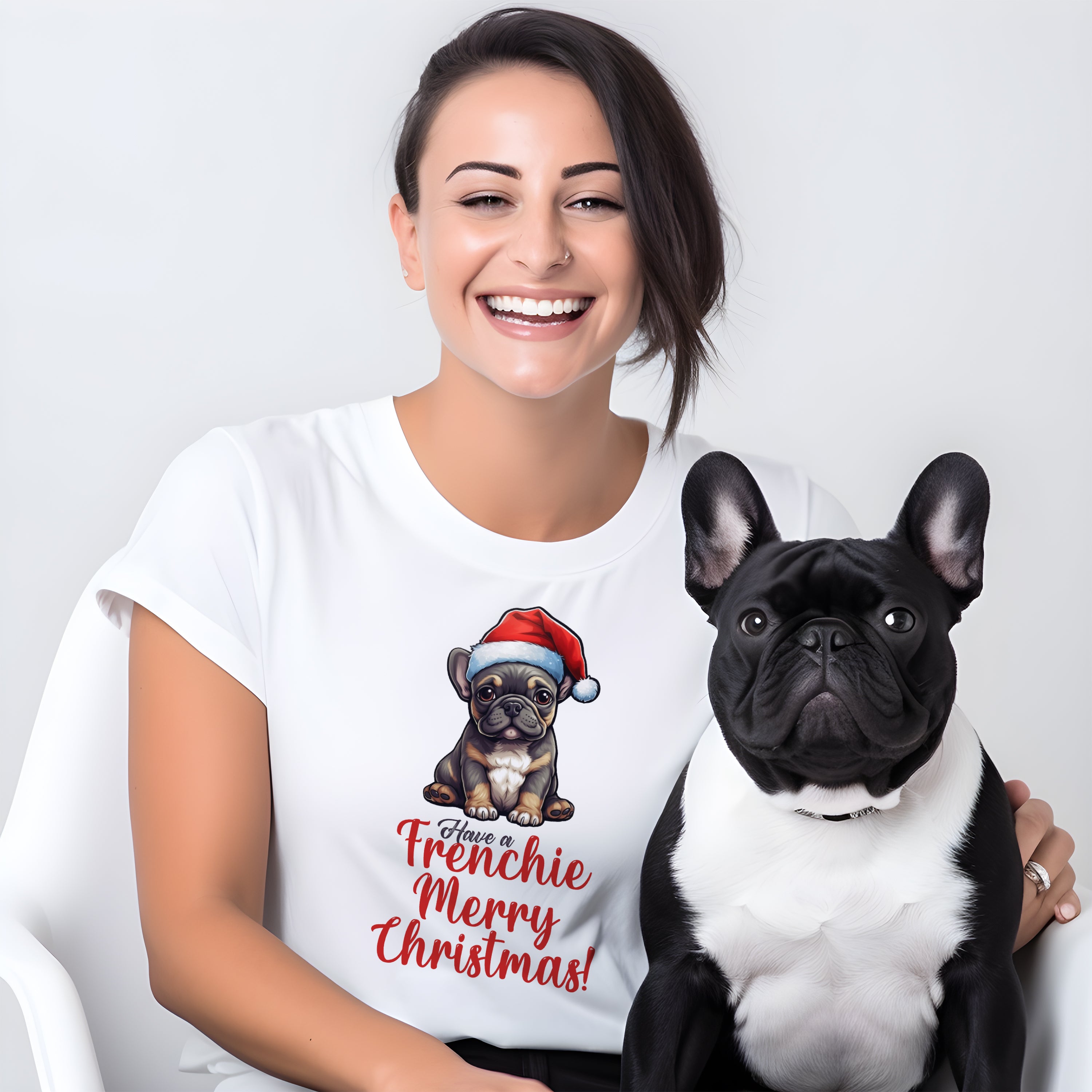 Frenchie Christmas Graphic Tee for Frenchie Enthusiasts-fadou