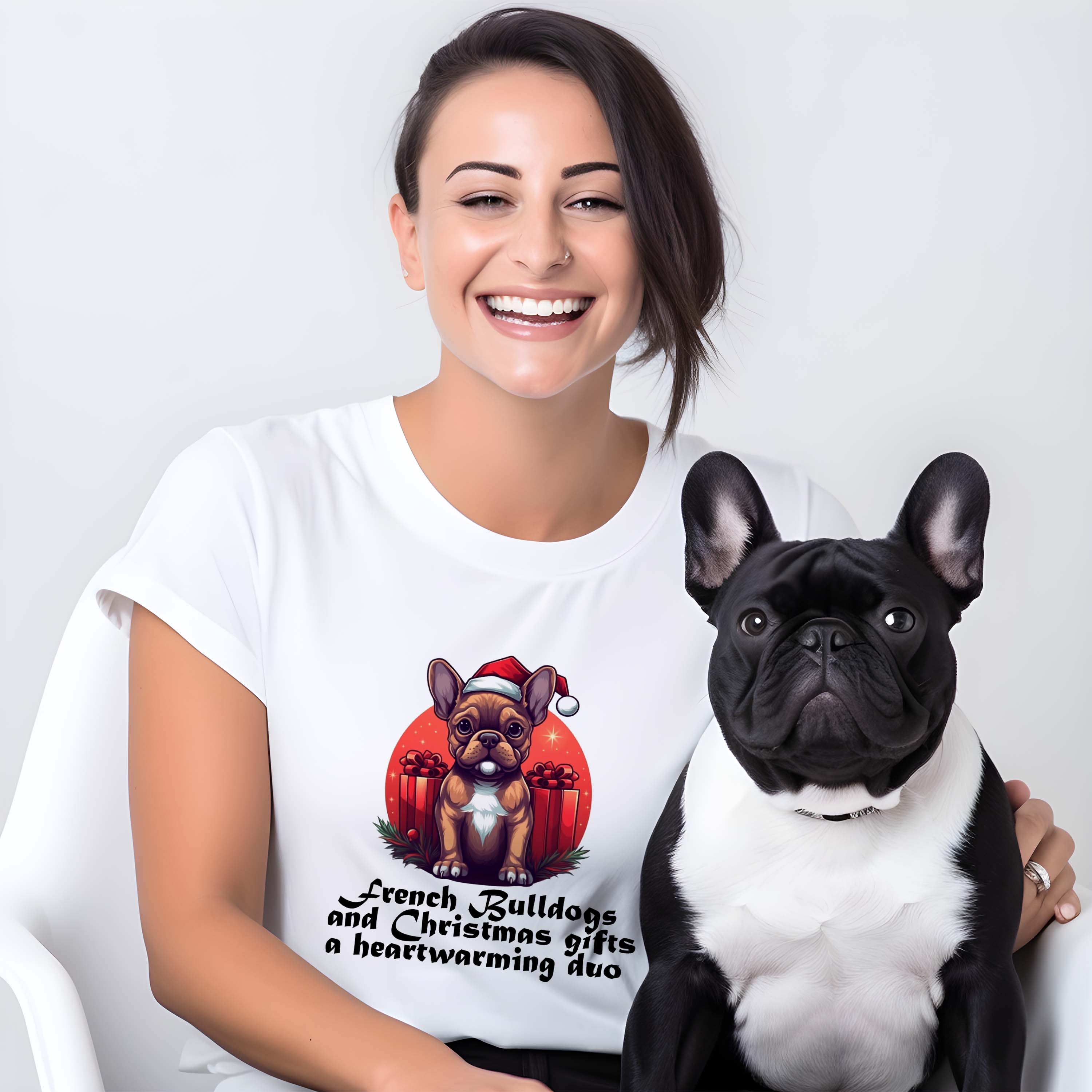 French Bulldog Christmas Cotton T-Shirt for Dog Park Days-fadou