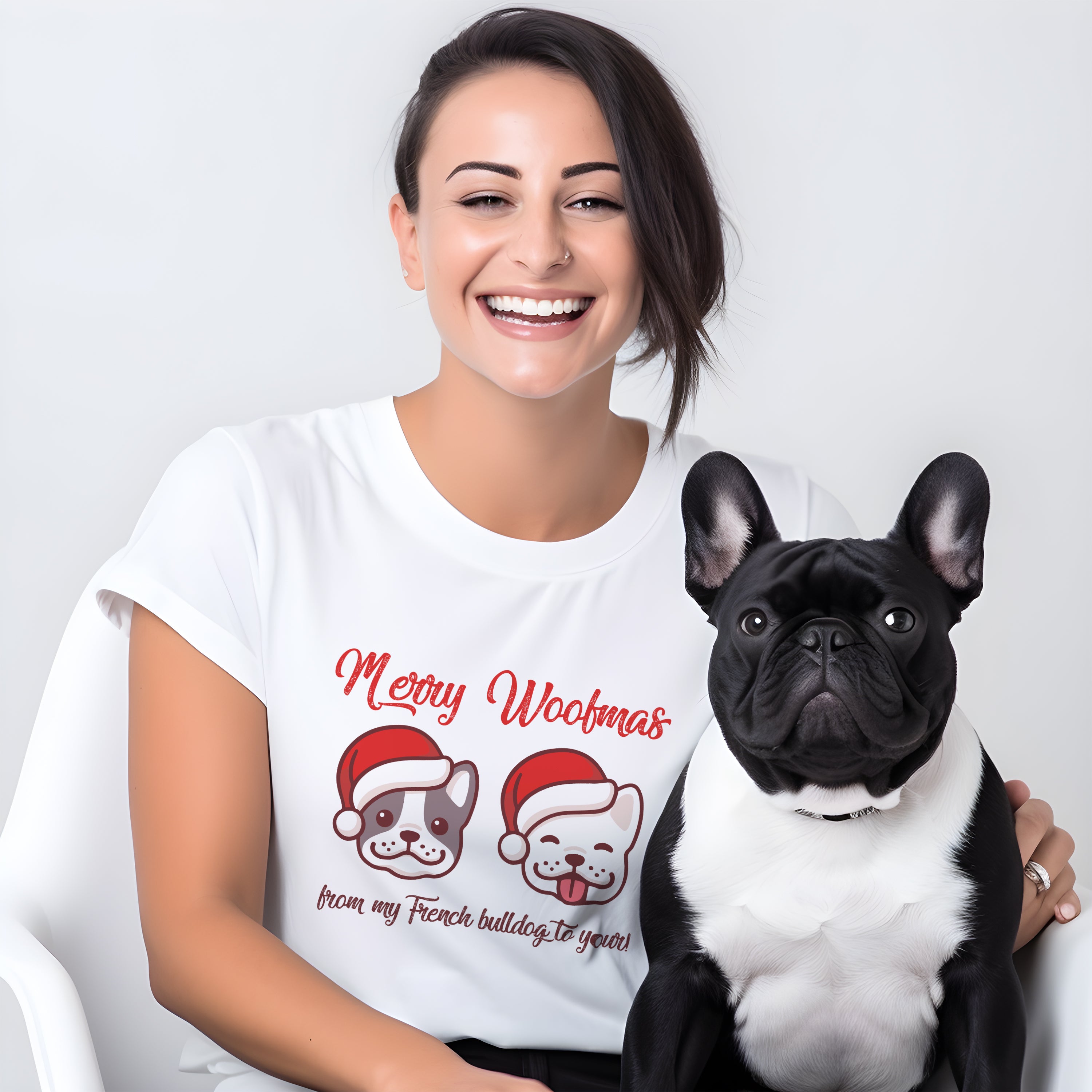 French Bulldog Christmas Cotton T-Shirt for Bulldog Owners-fadou
