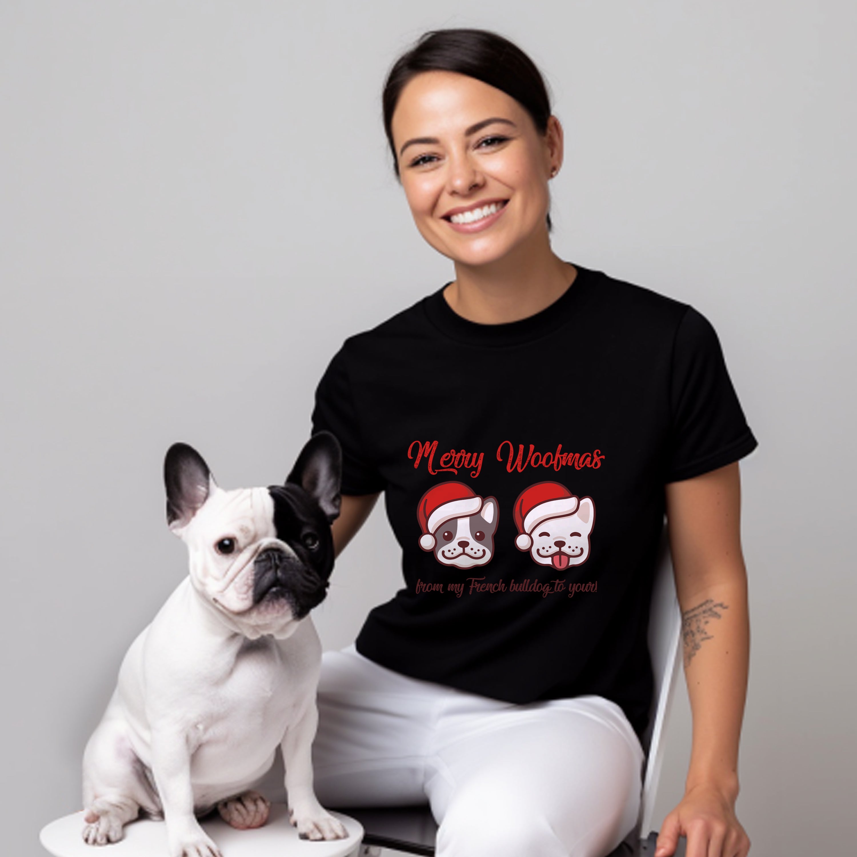 French Bulldog Christmas Cotton T-Shirt for Bulldog Owners-fadou