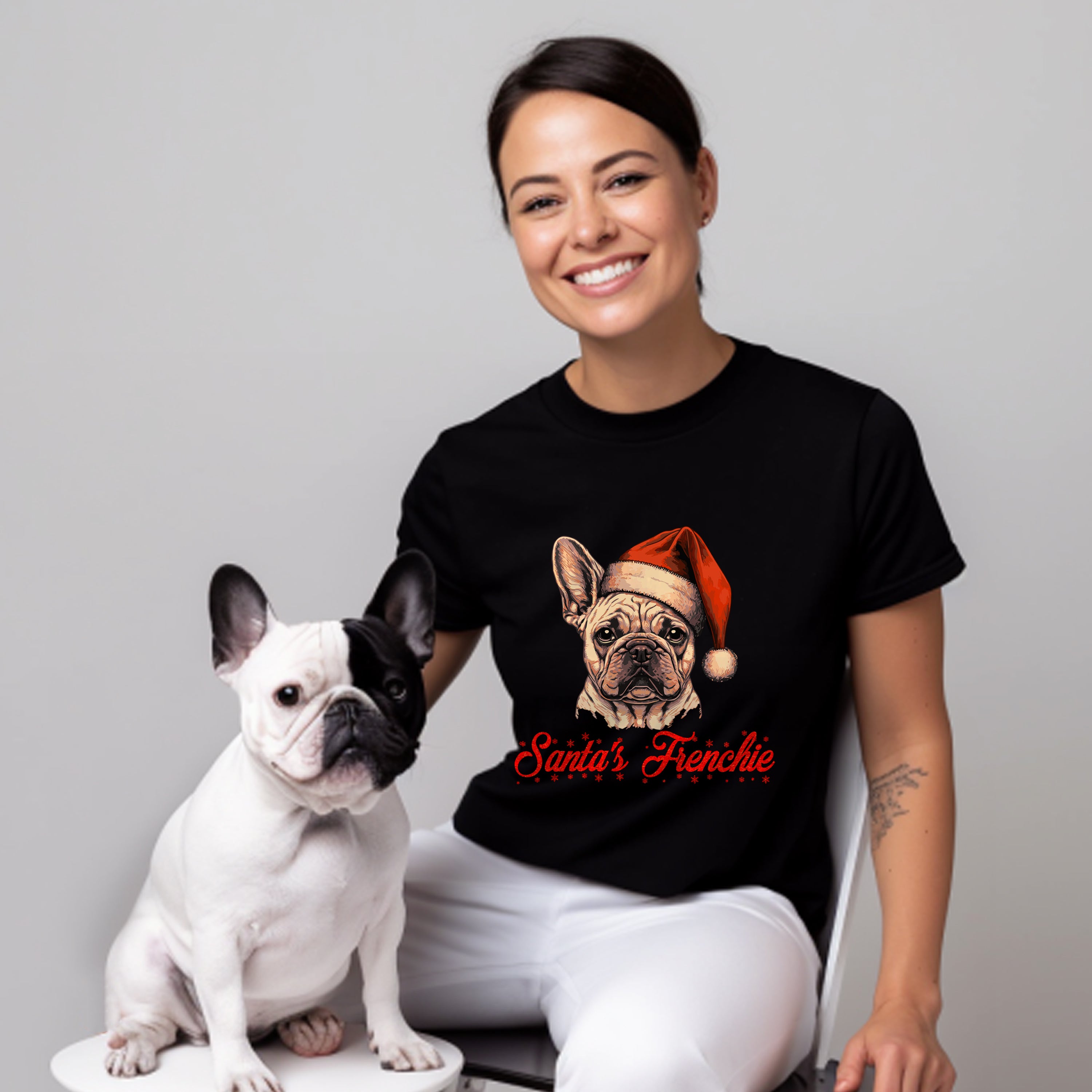 Santa's Frenchie - Unisex T-Shirt for Dog Lovers and Owners-fadou