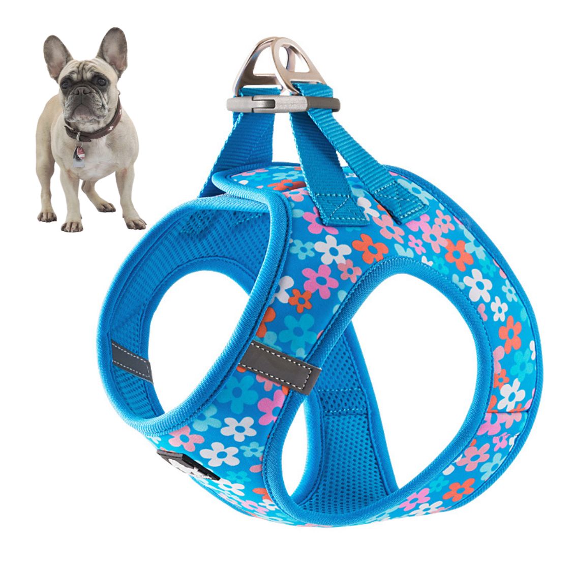 French Bulldog Reflective Chest Harness for Brachycephalic Dogs-fadou