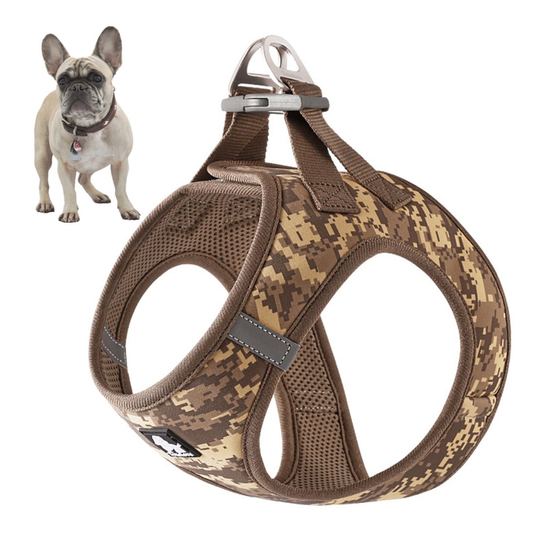 French Bulldog Reflective Chest Harness for Brachycephalic Dogs-fadou