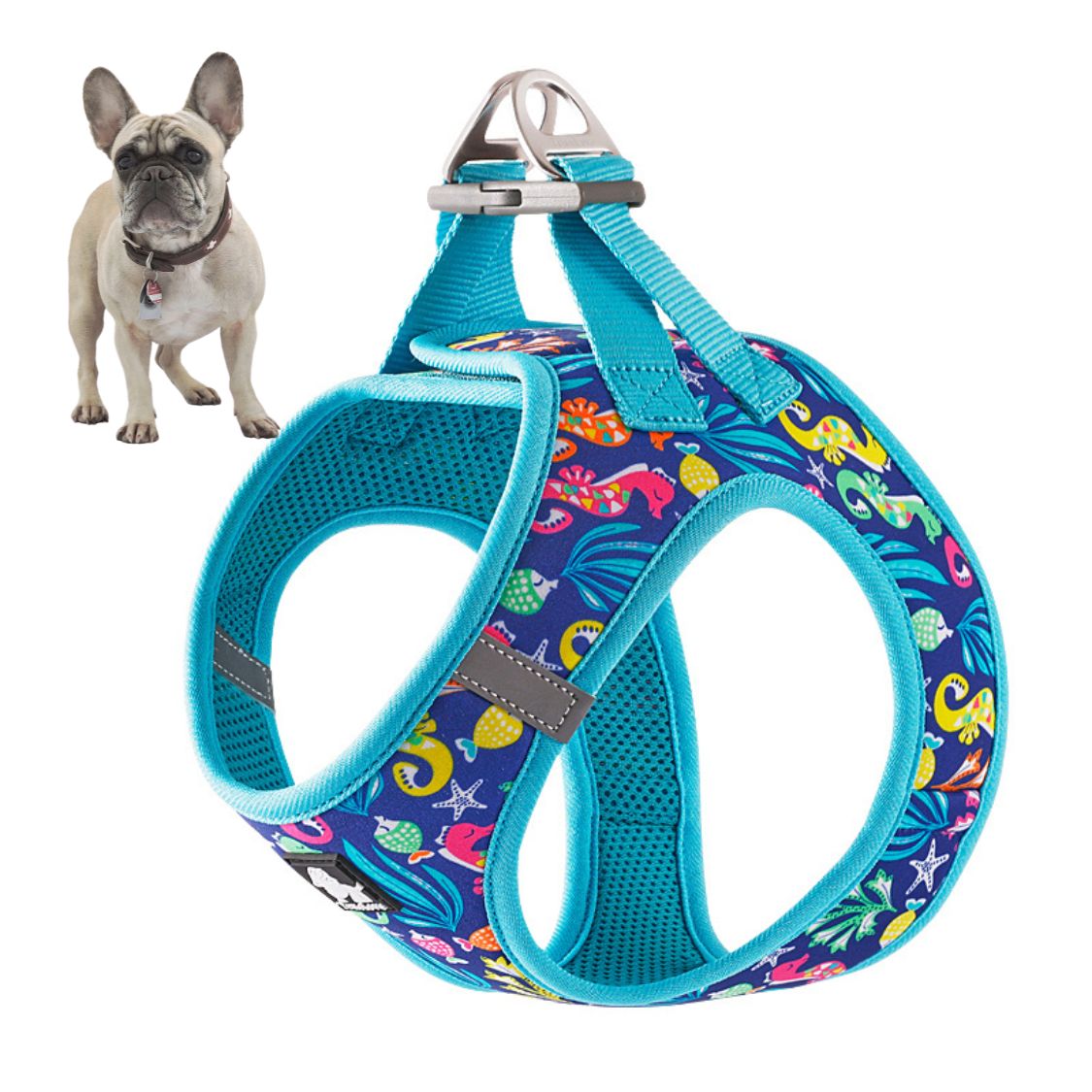 French Bulldog Reflective Chest Harness for Brachycephalic Dogs-fadou
