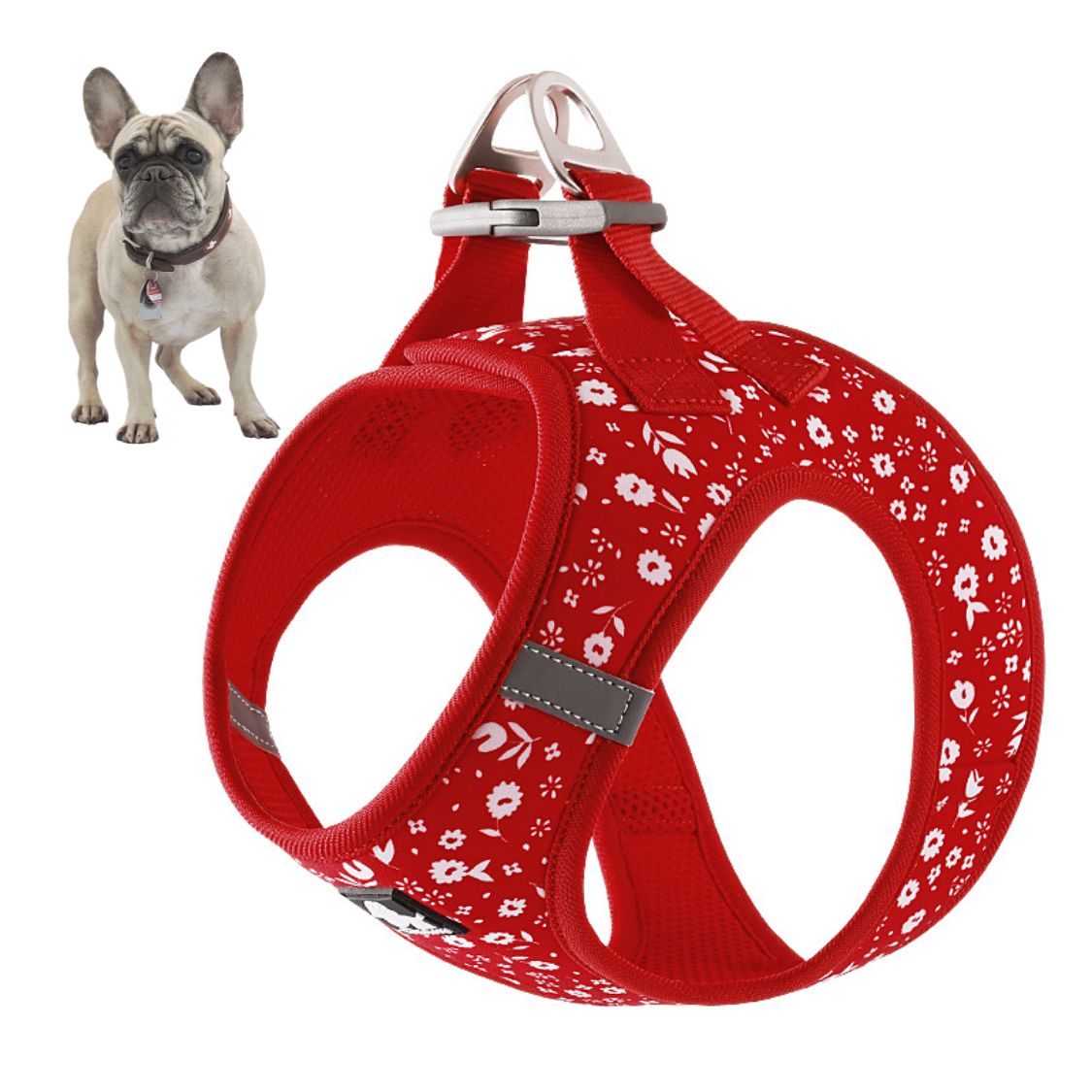French Bulldog Reflective Chest Harness for Brachycephalic Dogs-fadou