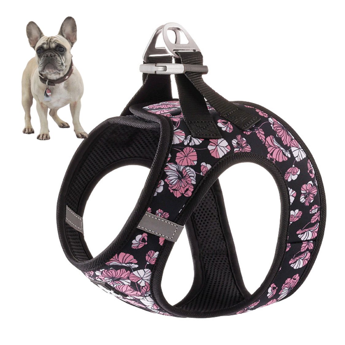 French Bulldog Reflective Chest Harness for Brachycephalic Dogs-fadou