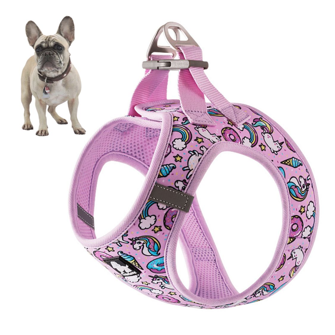 French Bulldog Reflective Chest Harness for Brachycephalic Dogs-fadou
