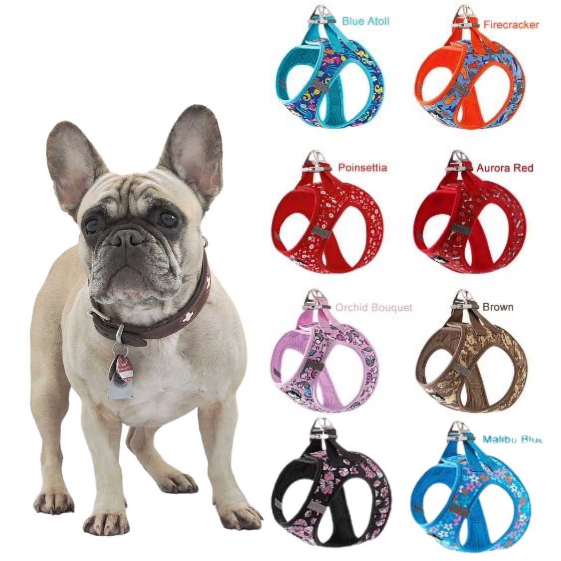 French Bulldog Reflective Chest Harness for Brachycephalic Dogs-fadou