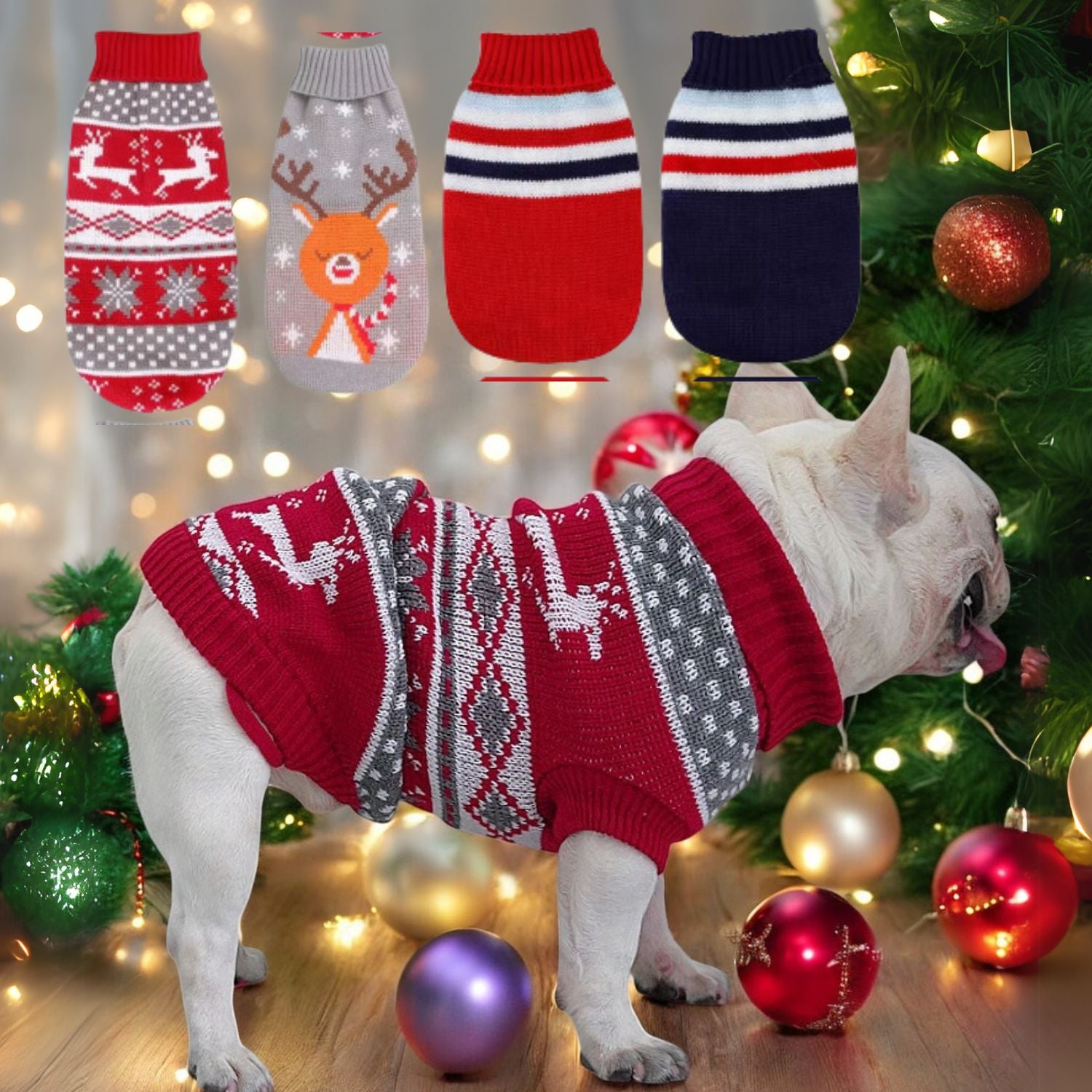 French Bulldog Christmas Dog Jumper for Short-Nosed Dogs-fadou