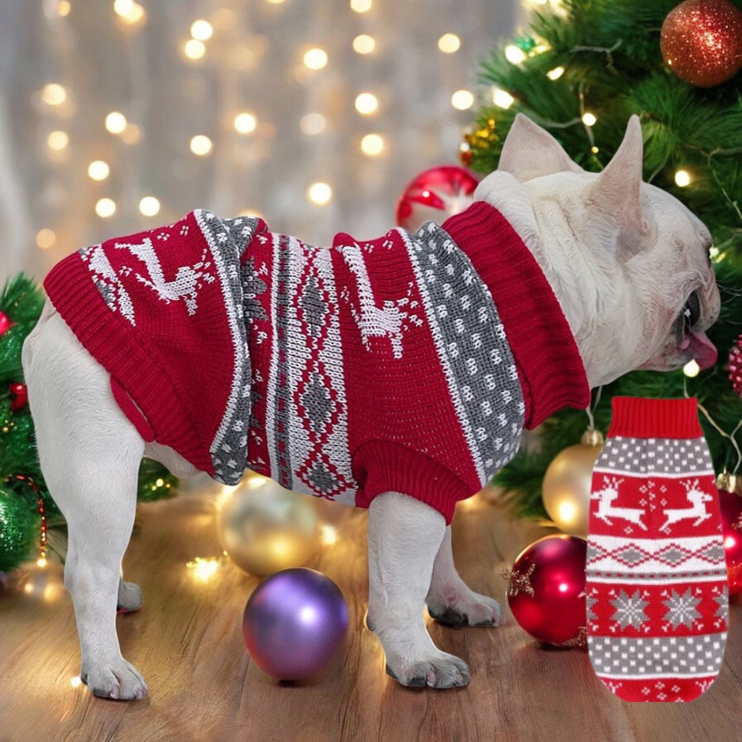 French Bulldog Christmas Dog Jumper for Short-Nosed Dogs-fadou