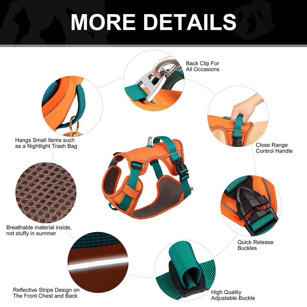 Reflective No-Pull Walking Harness for Short-Nosed Dogs-fadou