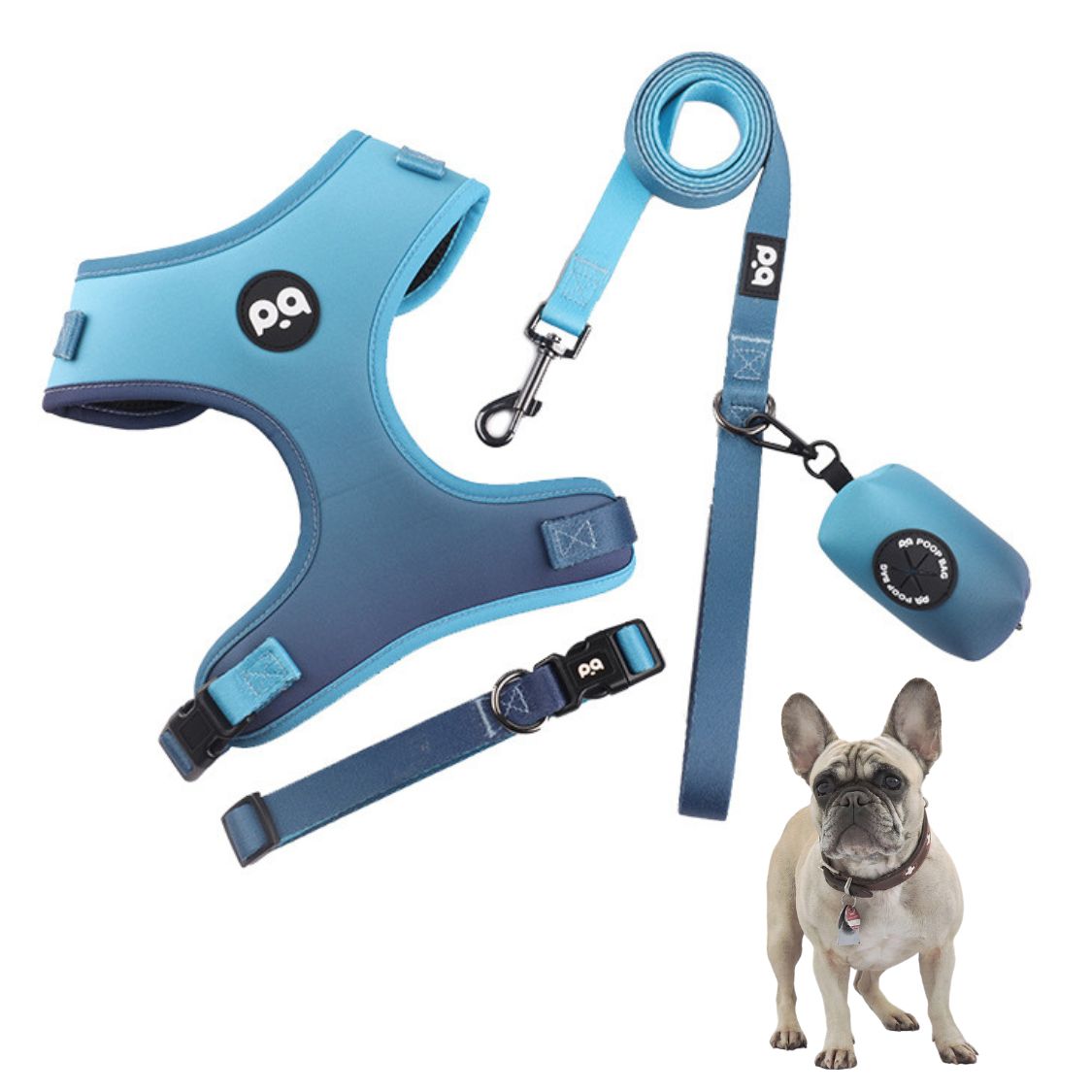 French Bulldog Adjustable Chest Harness for Outdoor Adventures-fadou