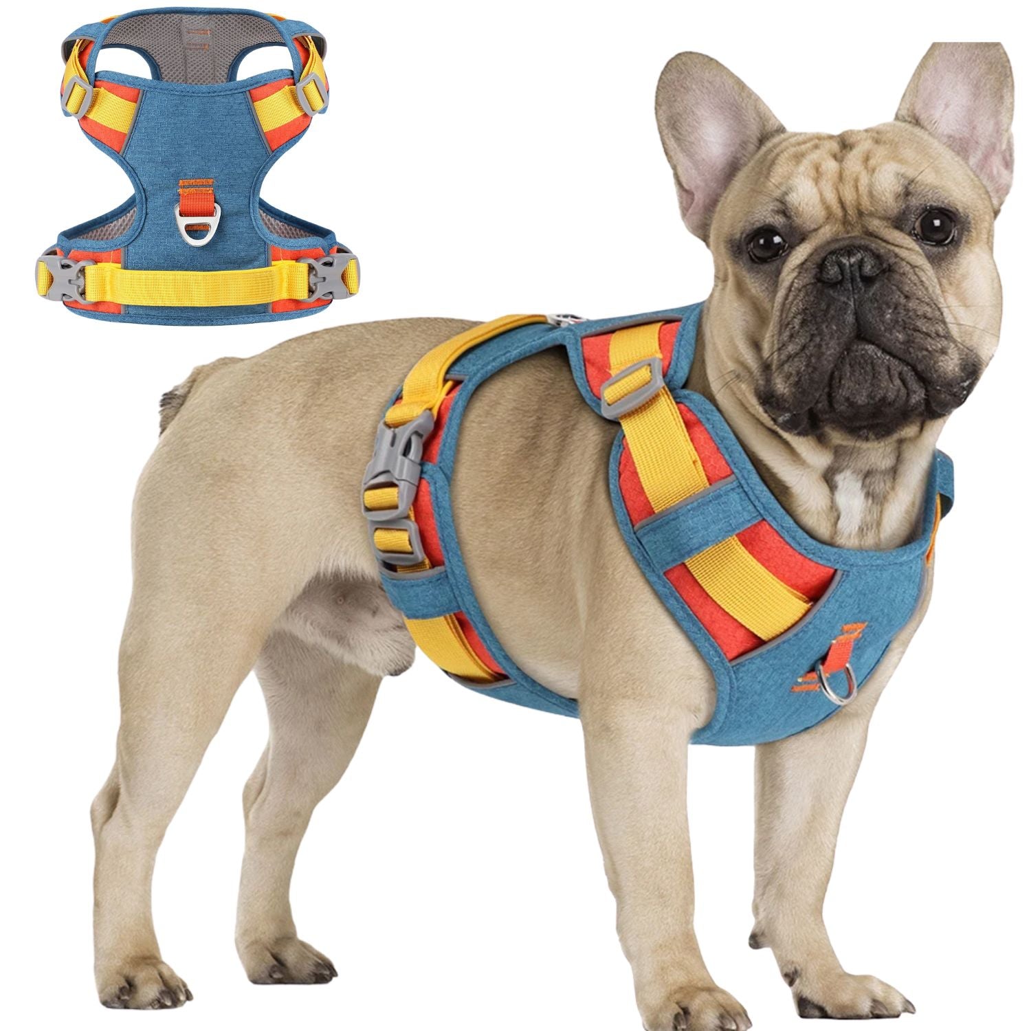 Reflective No-Pull Walking Harness for Flat-Face Breeds-fadou