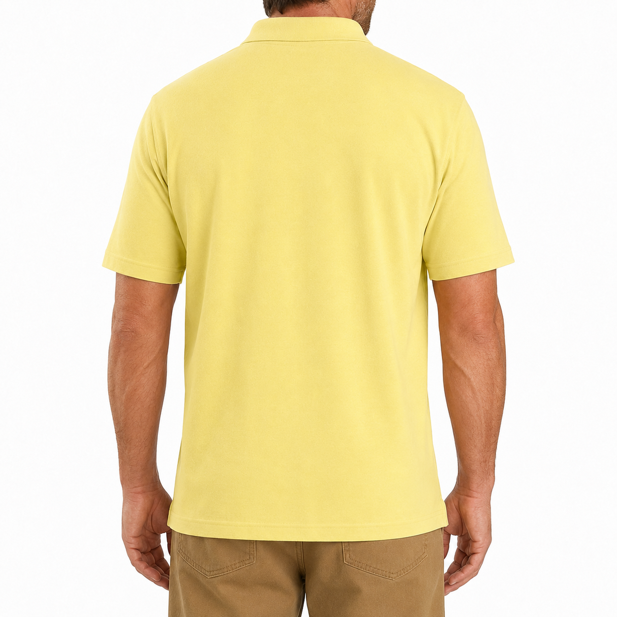 Yellow classic pocket polo shirt back view