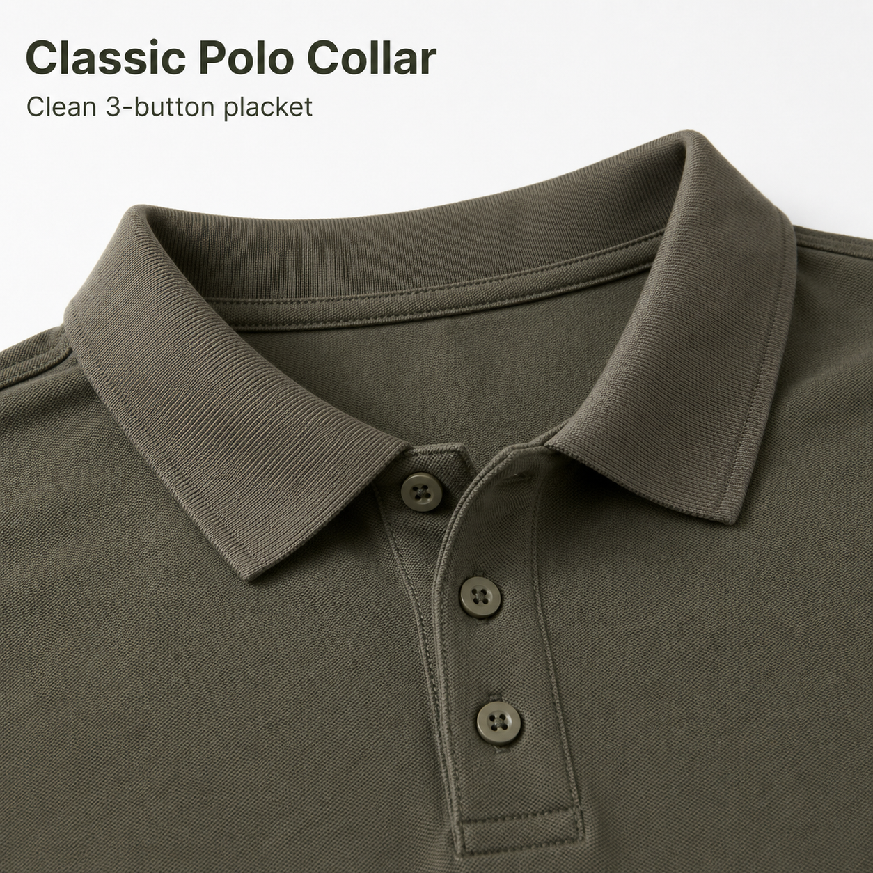Olive polo classic collar detail