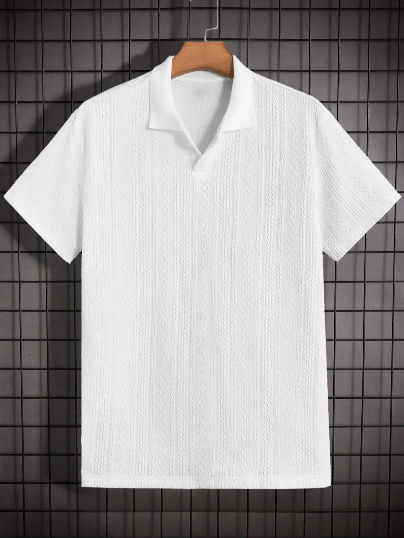 Men's Solid Jacquard Polo Shirt - Casual Summer Wear