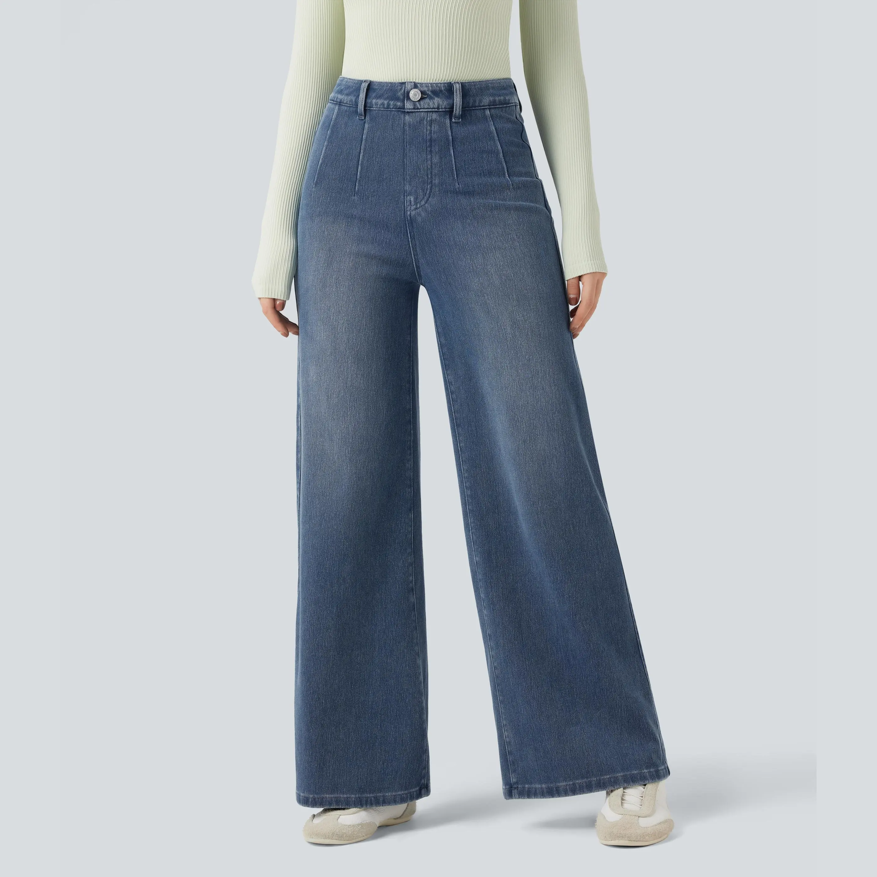 High Waisted Tummy Control Wide Leg Jeans