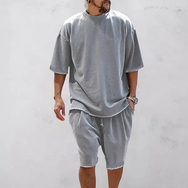 Casual Loose Solid Color Sportswear Set