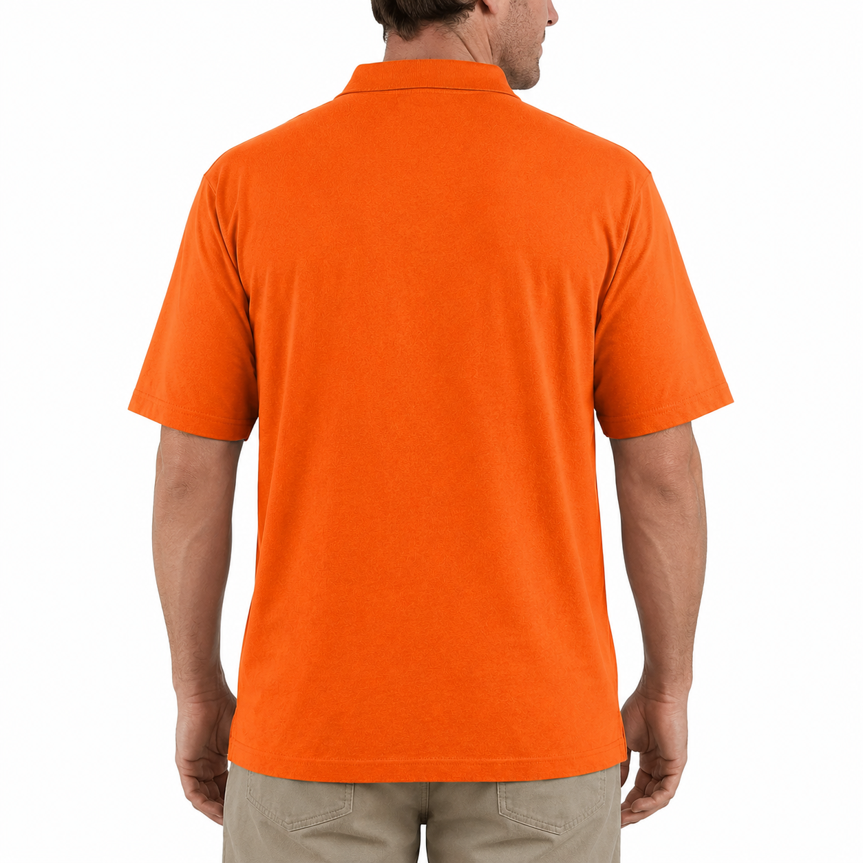 Orange classic pocket polo shirt back view