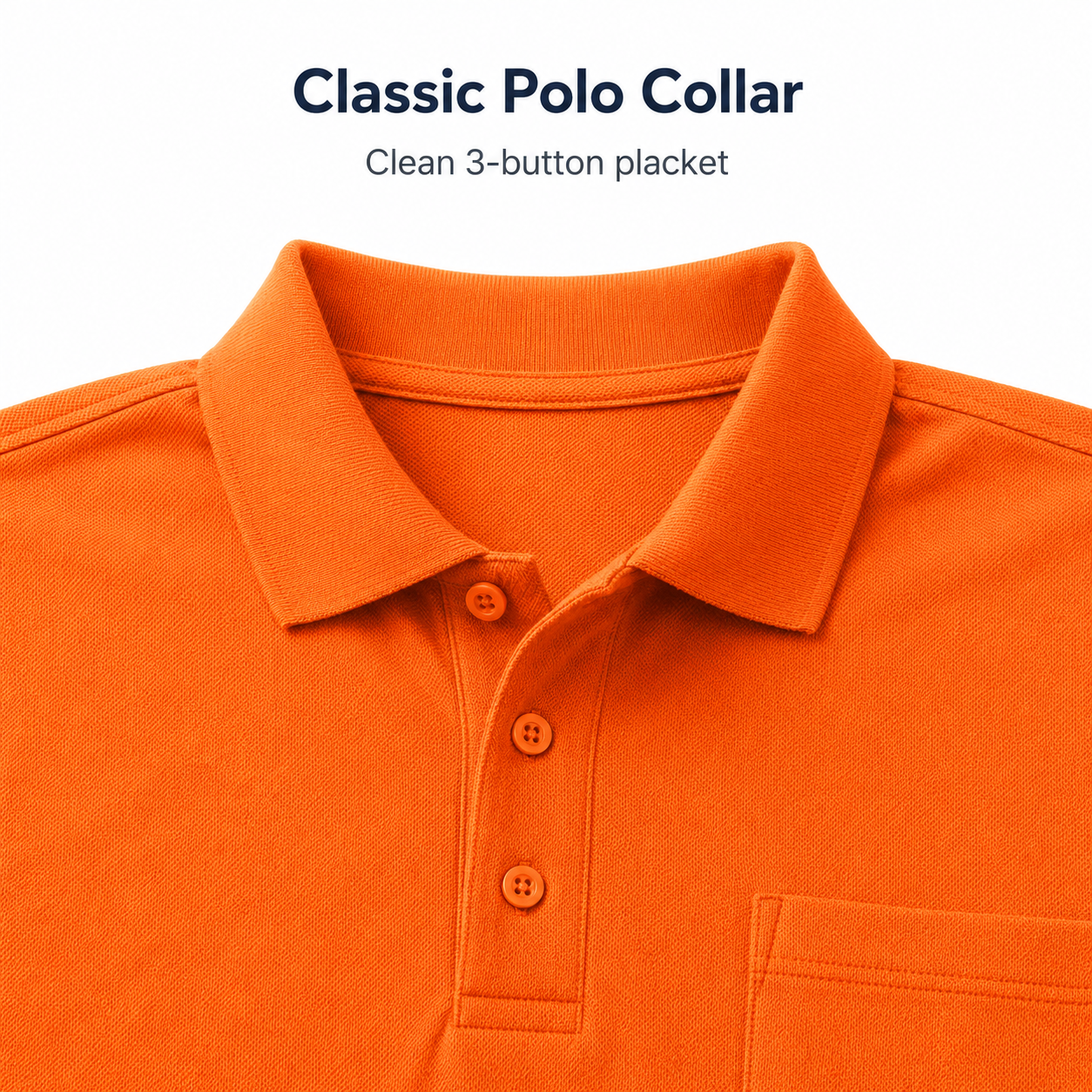 Orange classic polo collar detail