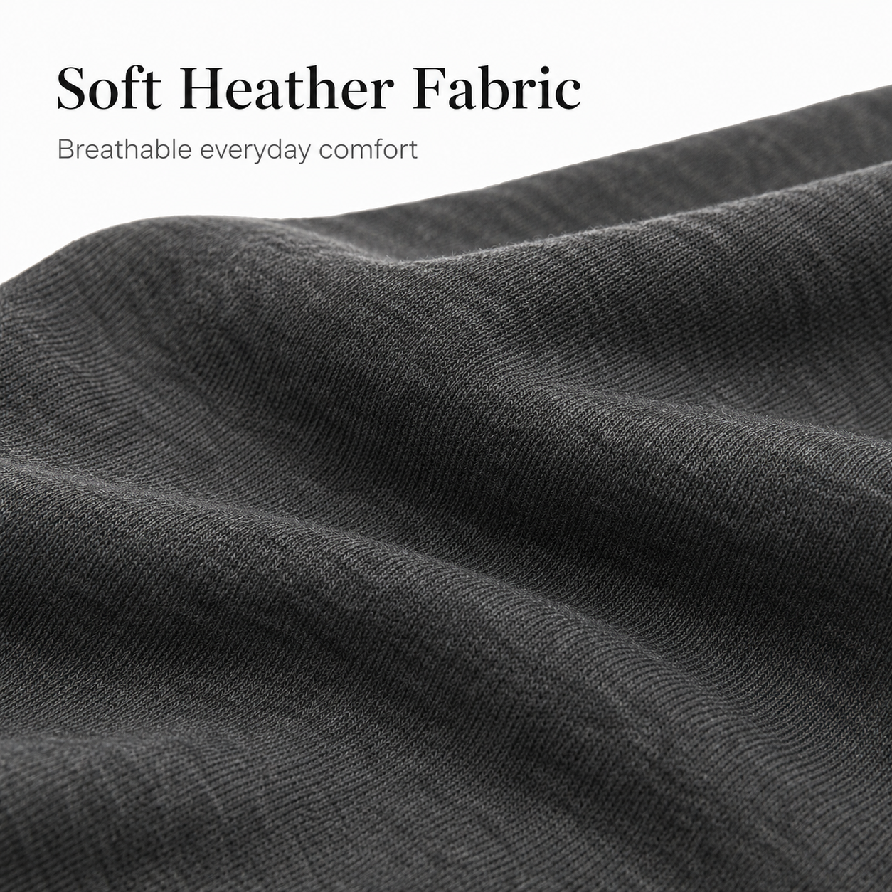 Charcoal heather soft fabric detail