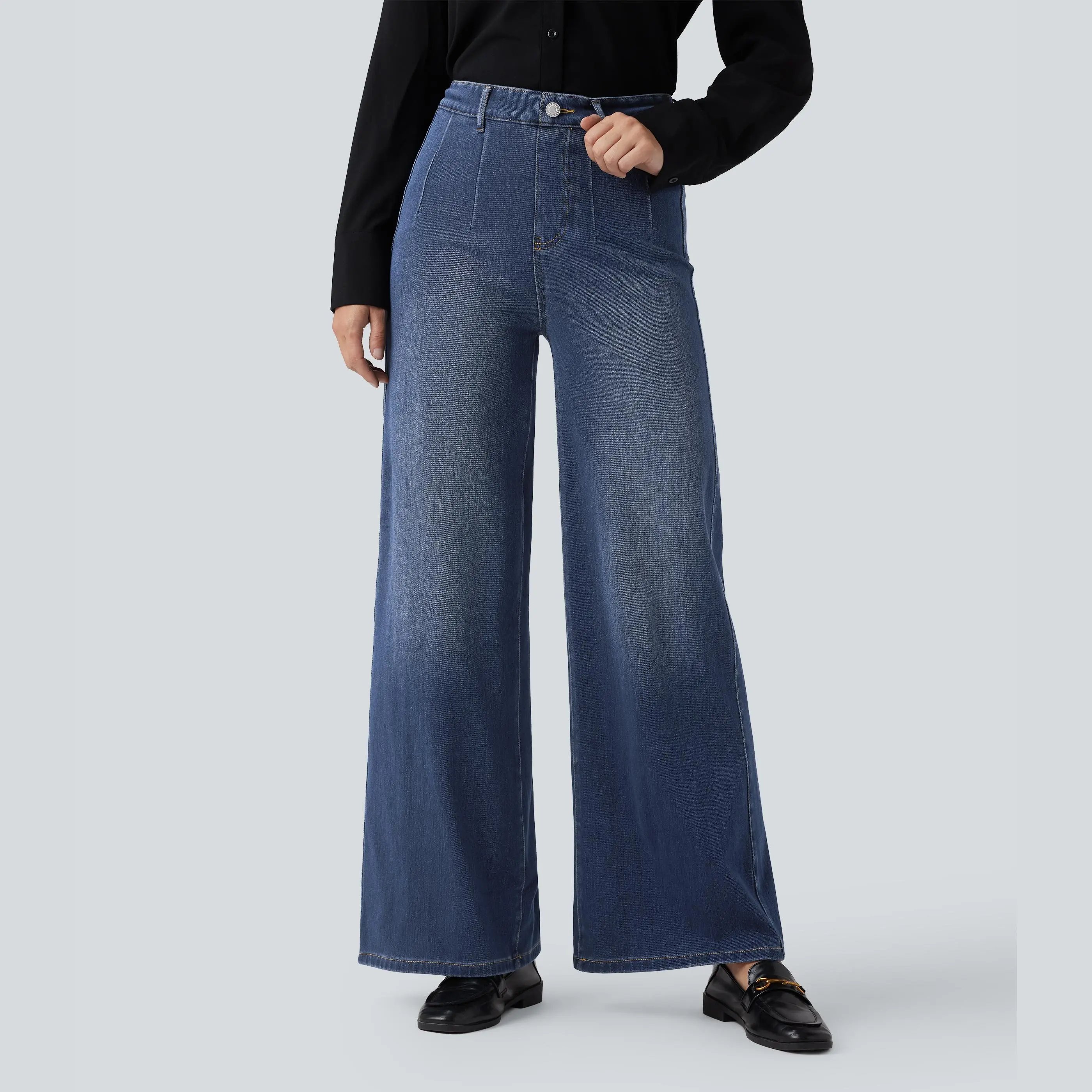 High Waisted Tummy Control Wide Leg Jeans