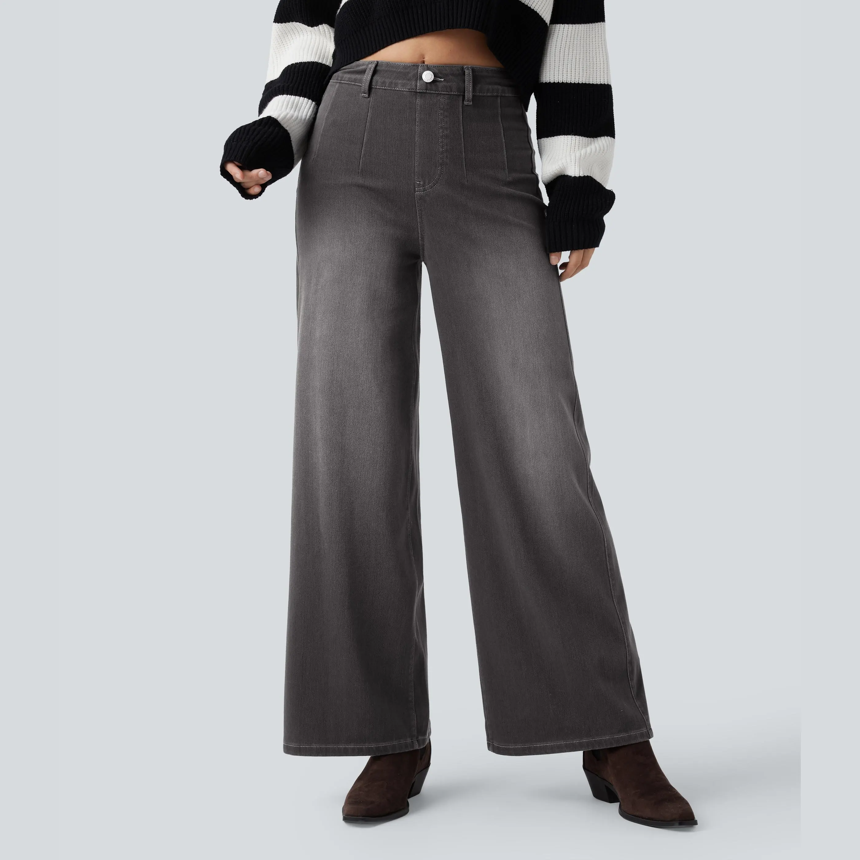 High Waisted Tummy Control Wide Leg Jeans