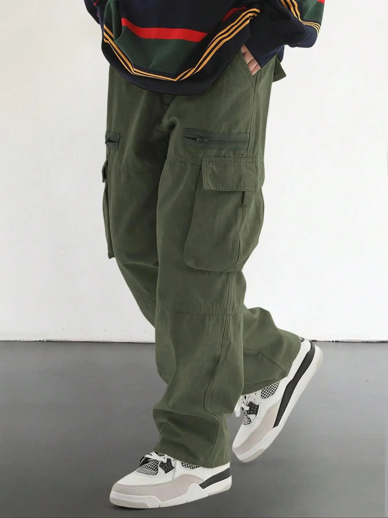 Men's Casual Cargo Pants with Drawstring Waist