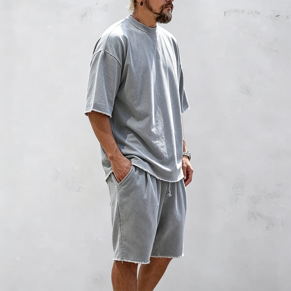 Casual Loose Solid Color Sportswear Set
