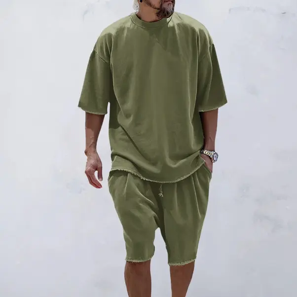 Casual Loose Solid Color Sportswear Set