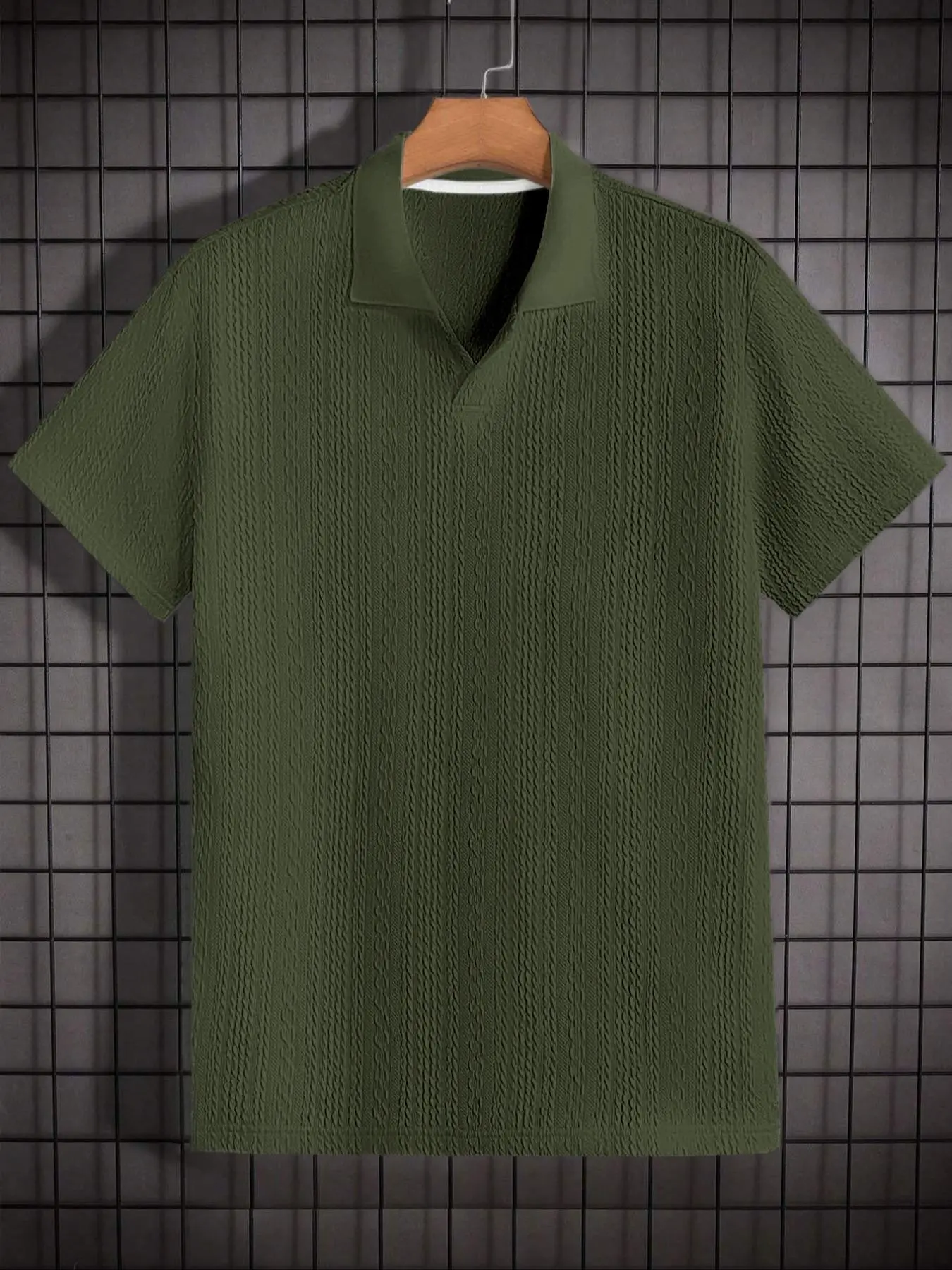 Men's Solid Jacquard Polo Shirt - Casual Summer Wear