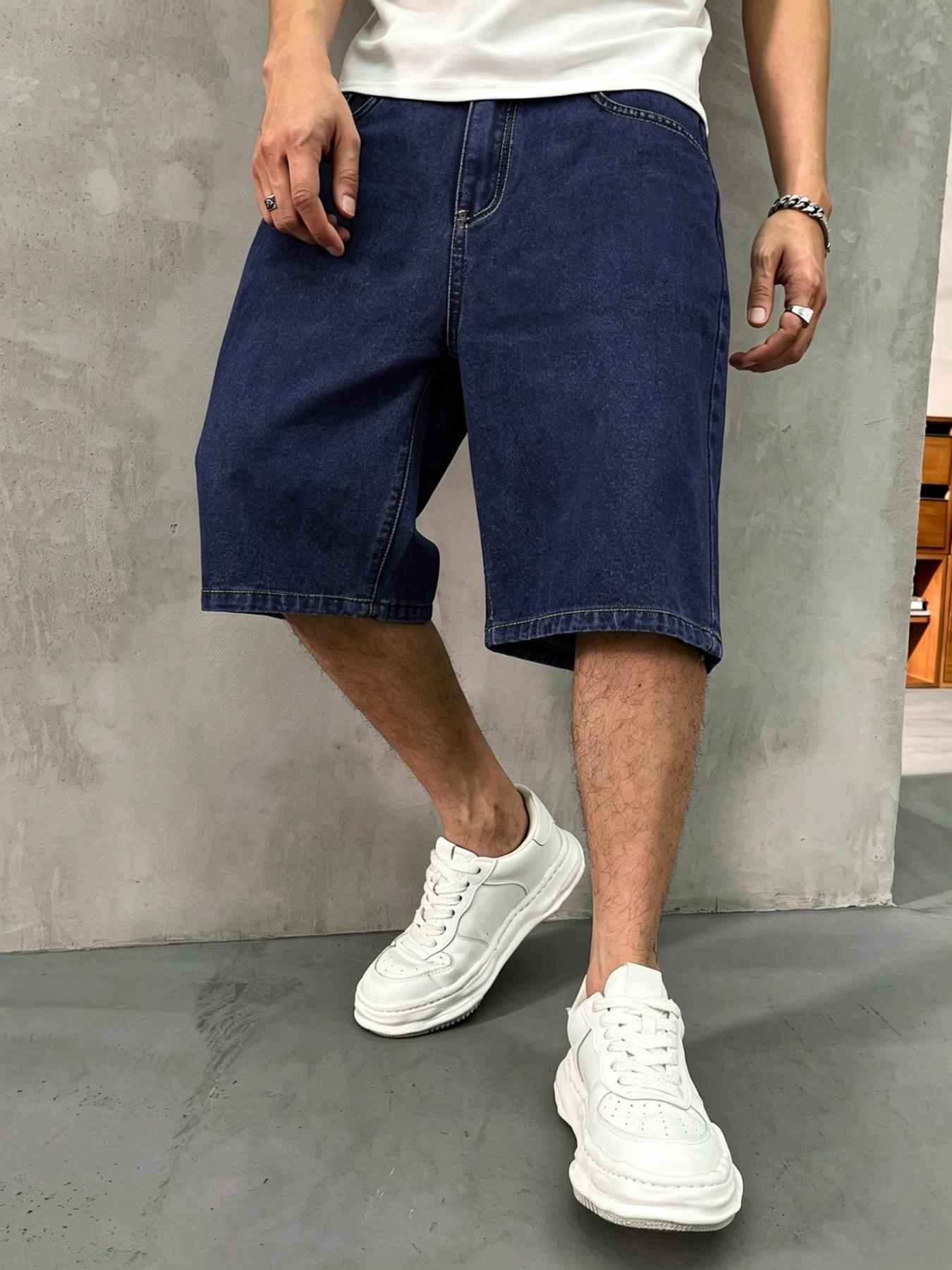 Men's Solid Color Plain Denim Shorts, Regular Fit Classic Casual Streetwear Comfy Fashion Basic Shorts for Daily Wear, Men's Bottoms Menswear for All Seasons