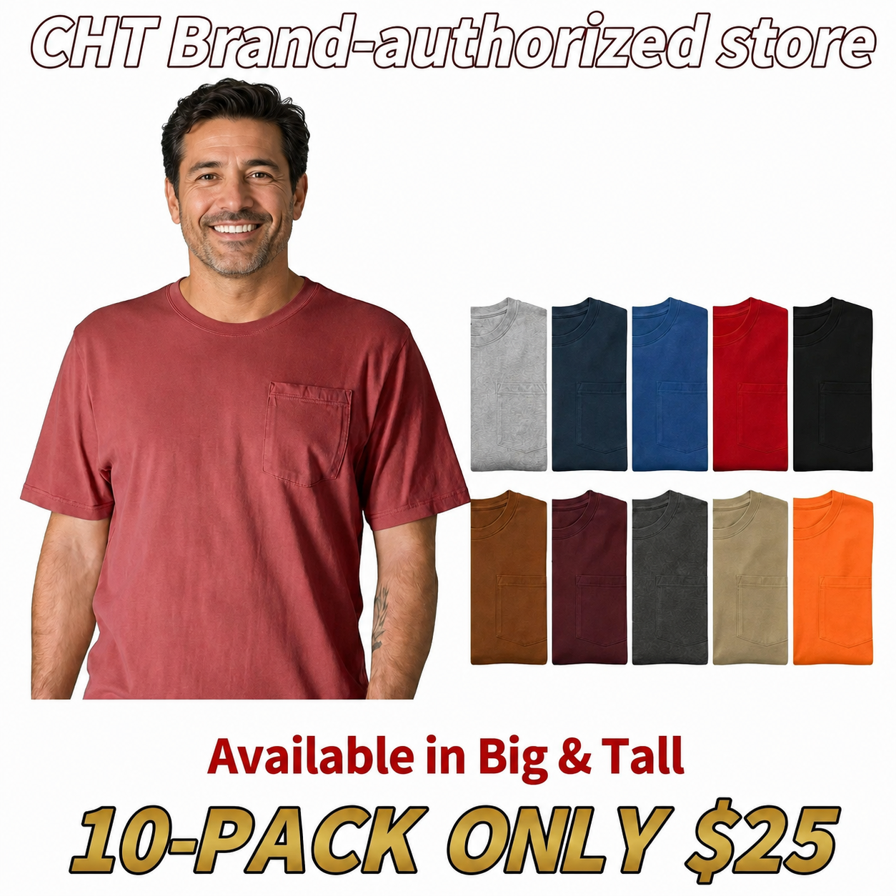 Men's Workwear Loose Fit Heavyweight Short-Sleeve Pocket T-Shirt (Also Available in Big & Tall)