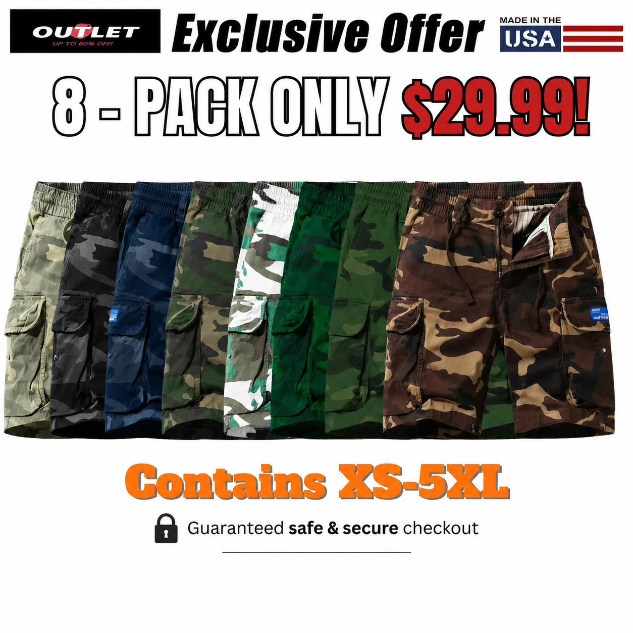 CARGO SHORTS DRAWSTRING CAMOUFLAGE
