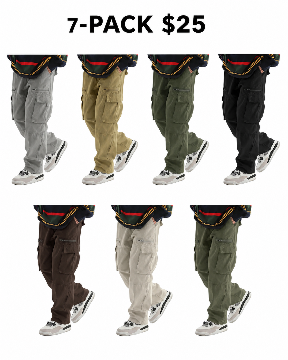Men's Casual Cargo Pants with Drawstring Waist