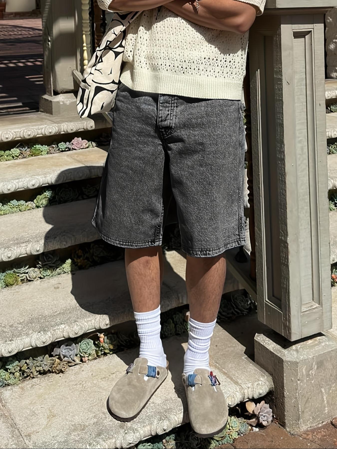 Men's Solid Color Plain Denim Shorts, Regular Fit Classic Casual Streetwear Comfy Fashion Basic Shorts for Daily Wear, Men's Bottoms Menswear for All Seasons