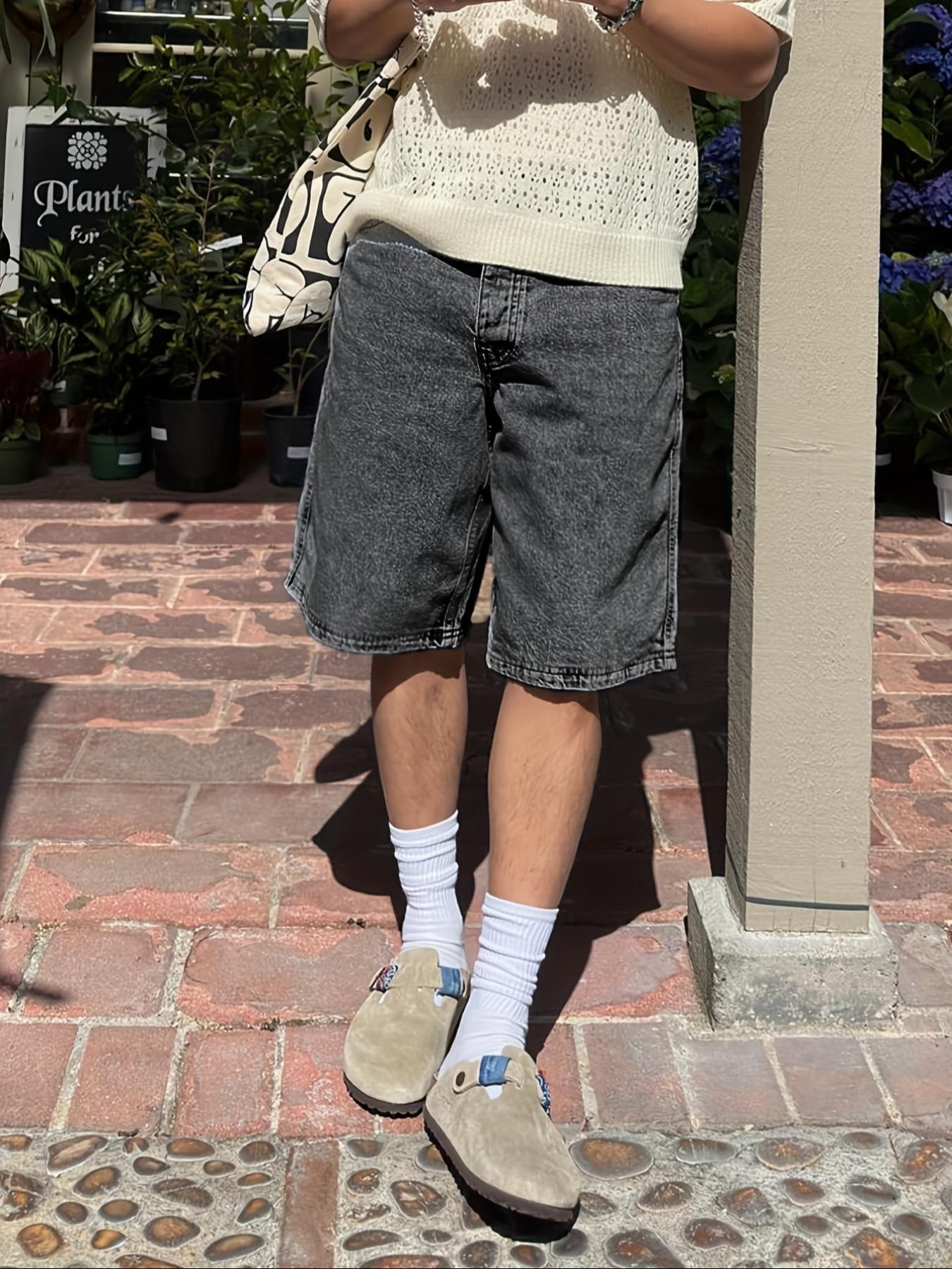 Men's Solid Color Plain Denim Shorts, Regular Fit Classic Casual Streetwear Comfy Fashion Basic Shorts for Daily Wear, Men's Bottoms Menswear for All Seasons