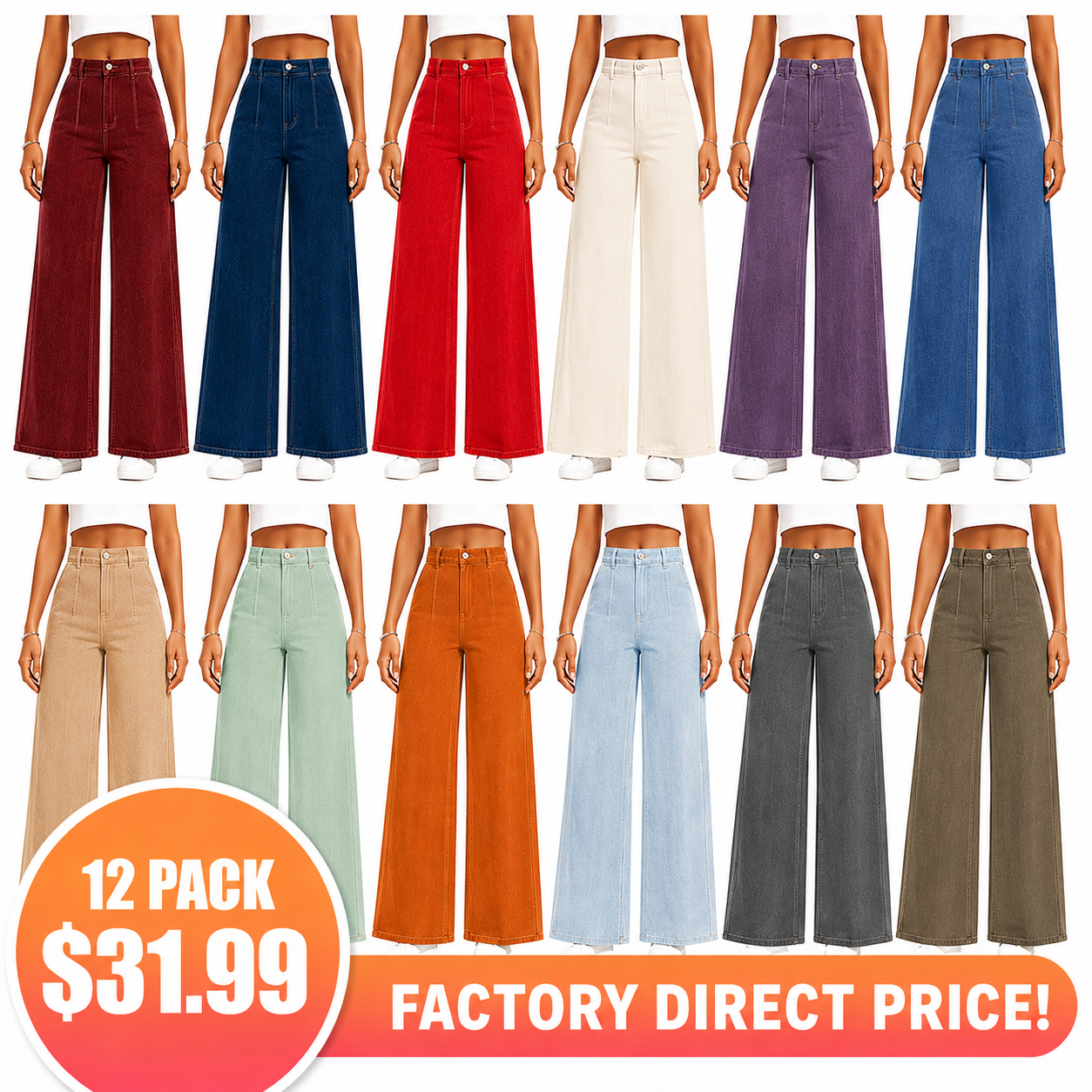 High Waisted Tummy Control Wide Leg Jeans