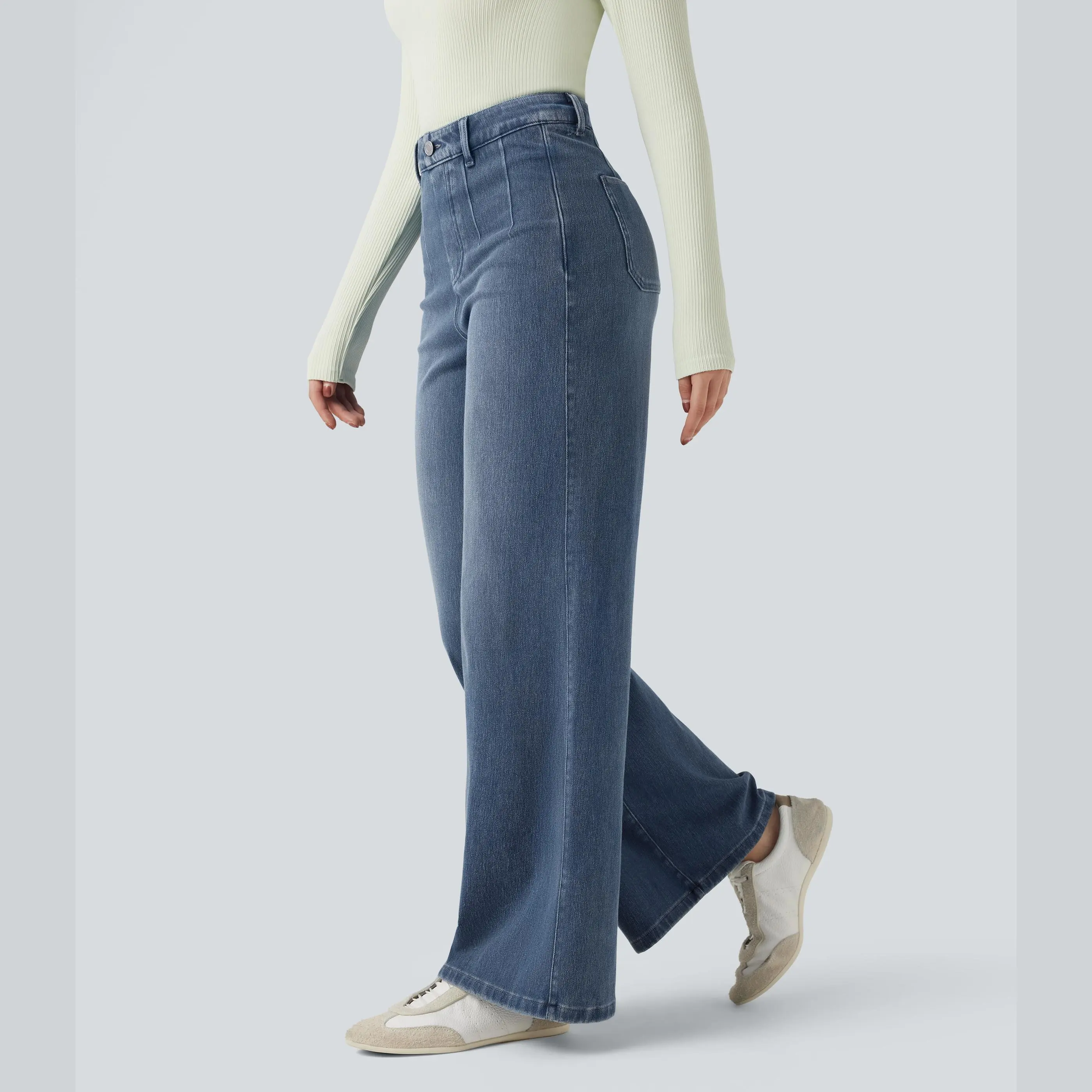 High Waisted Tummy Control Wide Leg Jeans