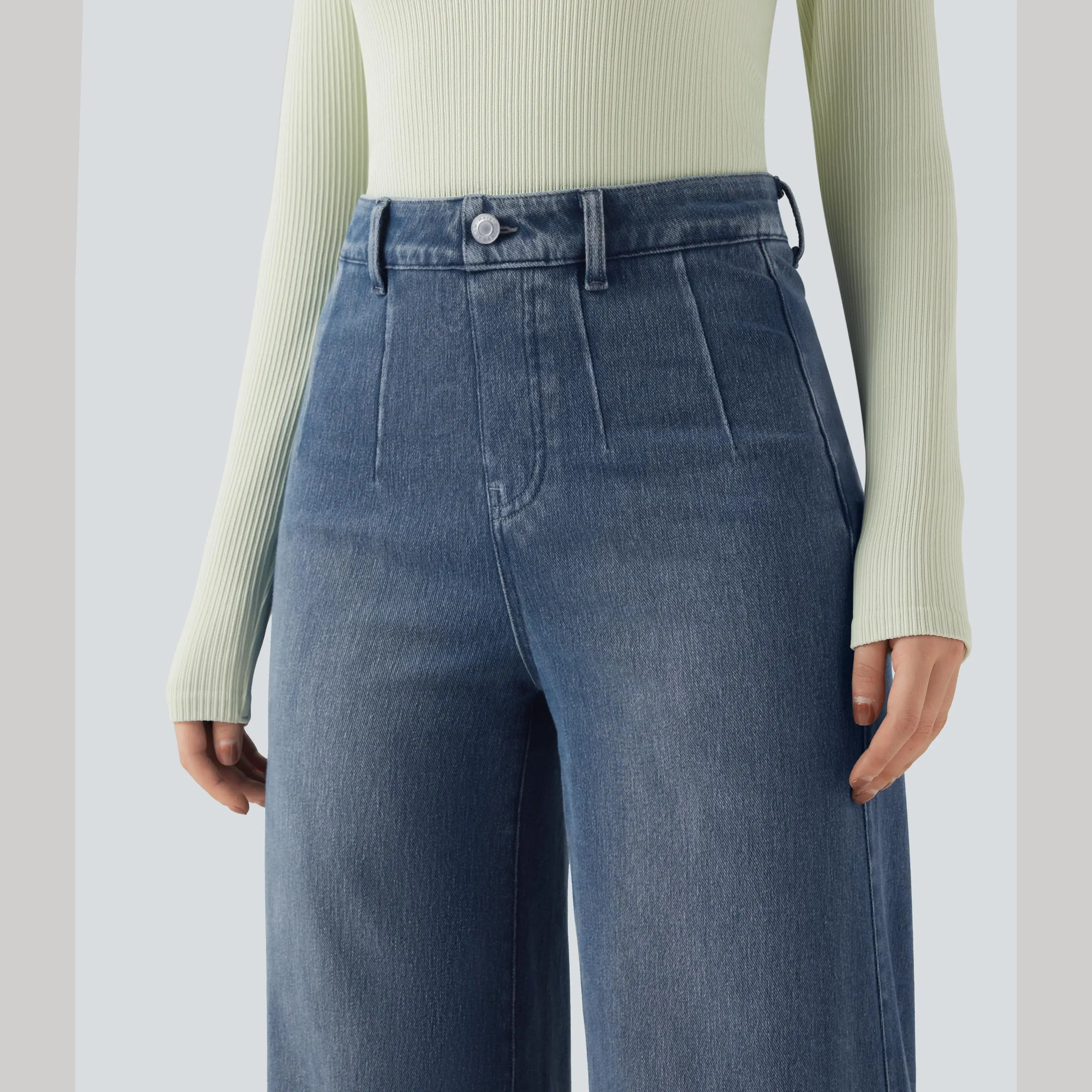 High Waisted Tummy Control Wide Leg Jeans