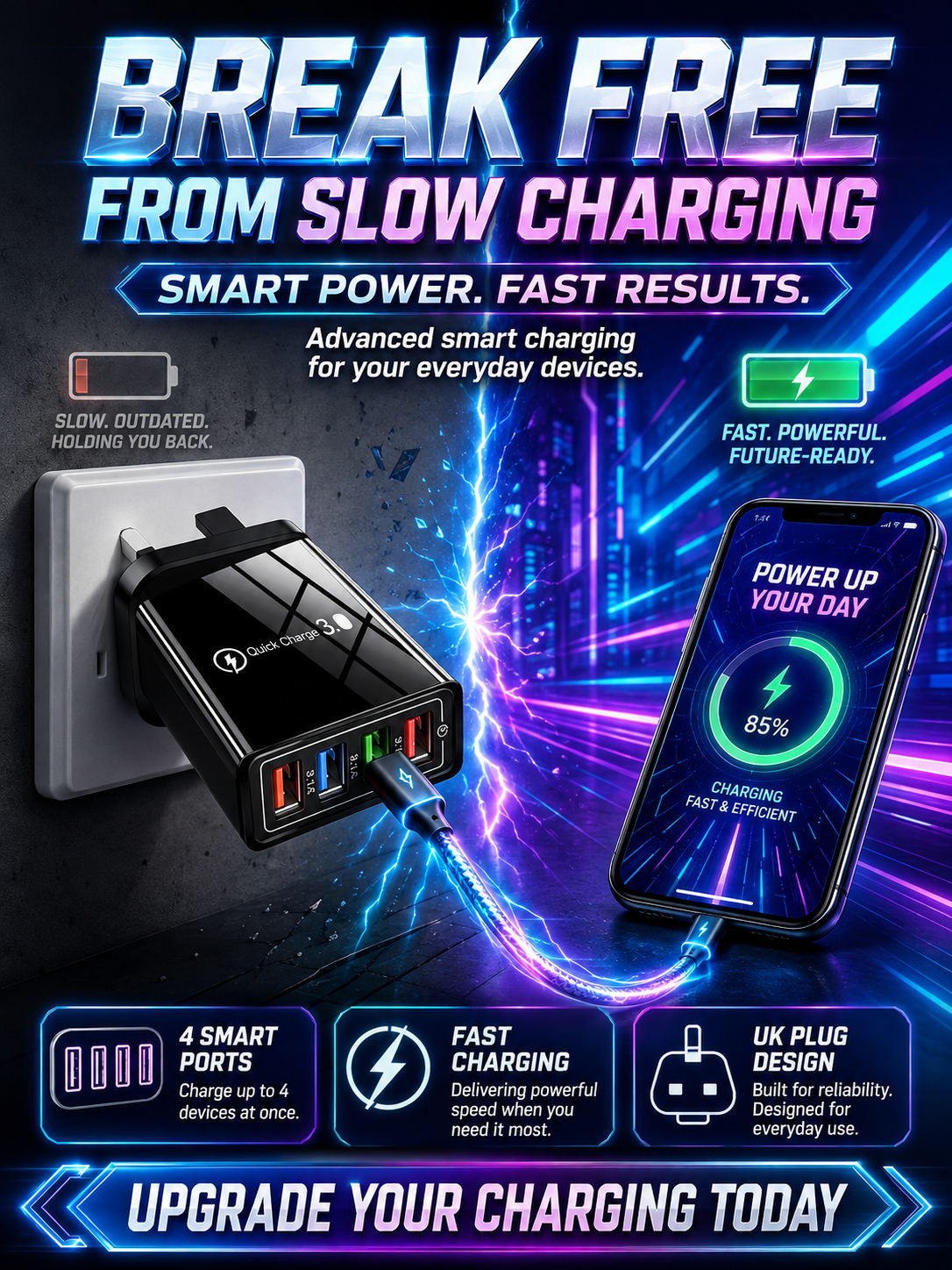 [Copy]【Improve Your Phone's Battery Life】⚡4-in-1 Travel Charger🚀 Make your 4-year-old smartphone charge faster than a new one