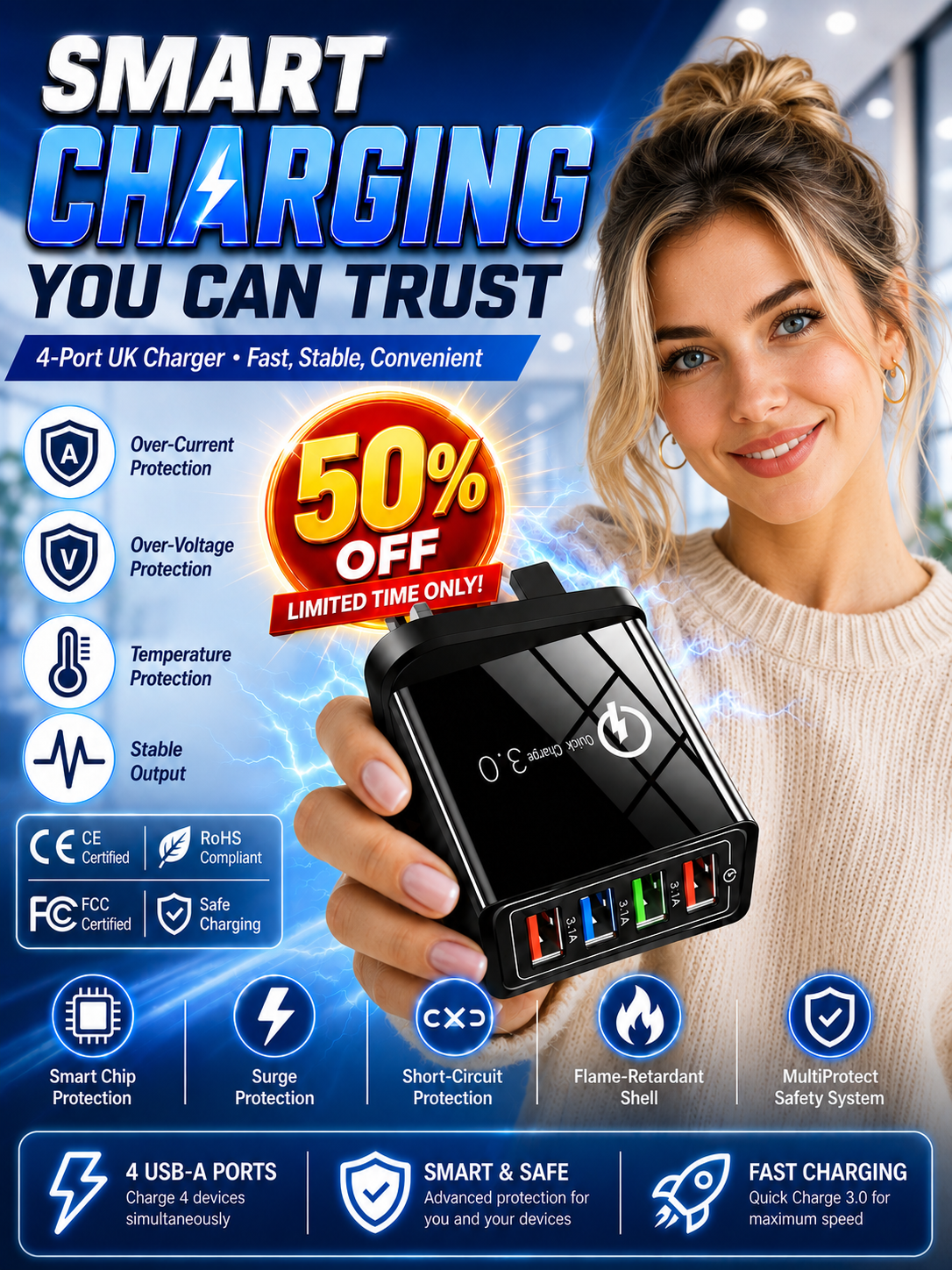 Improve Your Phone's Battery Life⚡4-in-1 Travel Charger🚀 Make your 4-year-old smartphone charge faster than a new one⚡⚡