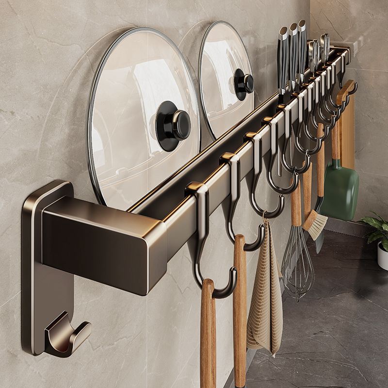 Kitchen hooks, row rack, no-drill spatula organizer, multi-functional spoon, spatula, and knife holder.