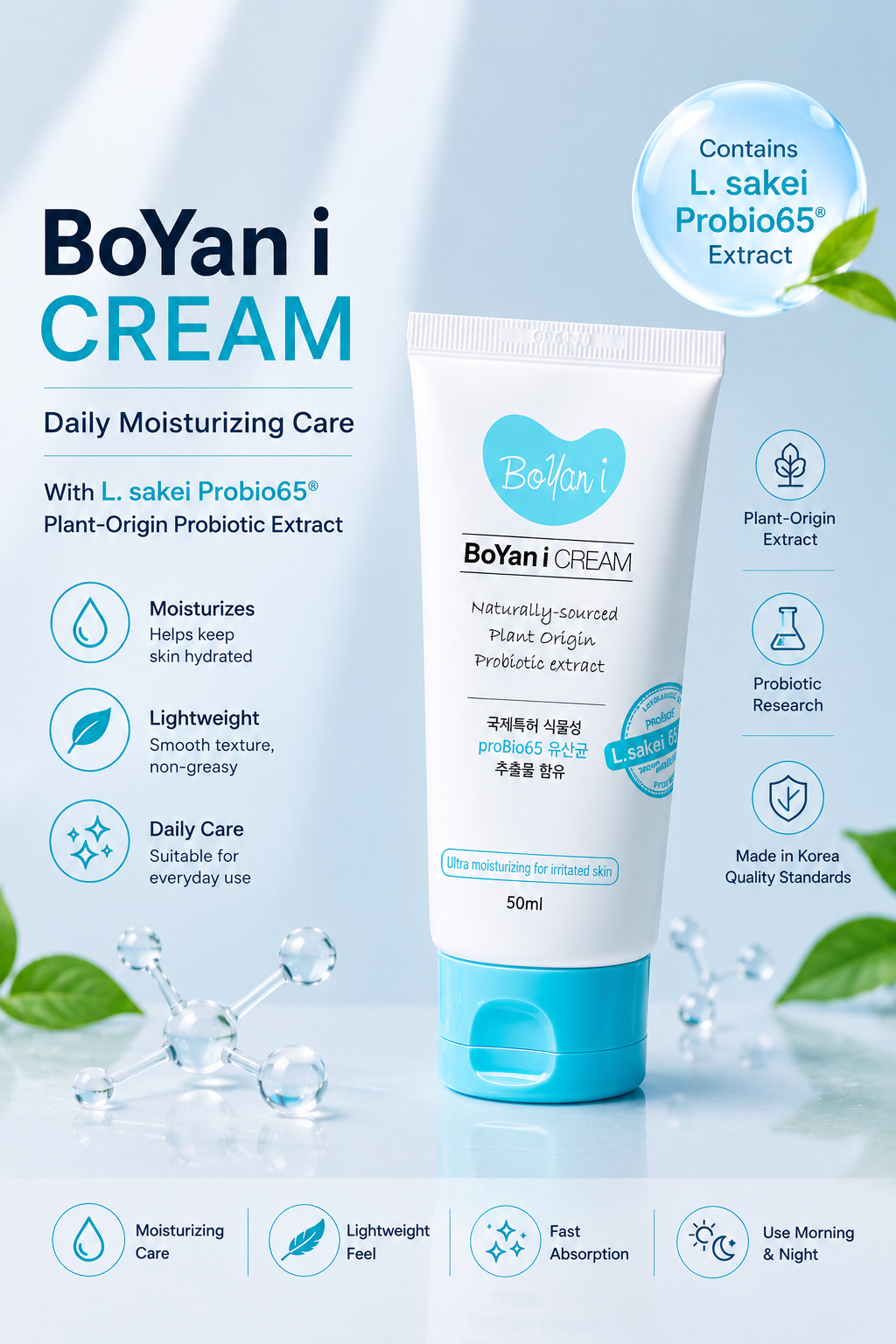 Boyan I Cream | Korean Microbiome Cream for Sensitive, Dry & Eczema-Prone Skin