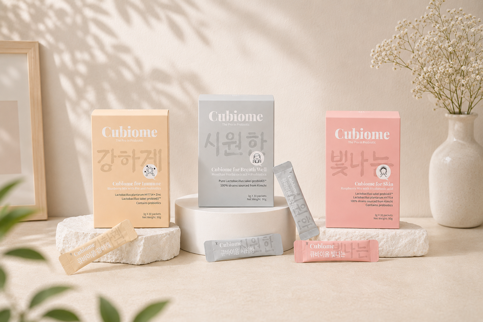 Cubiome® For Skin | Korean Synbiotic Probiotic with Collagen for Skin Barrier, Sensitive Skin & Gut-Skin Microbiome Support