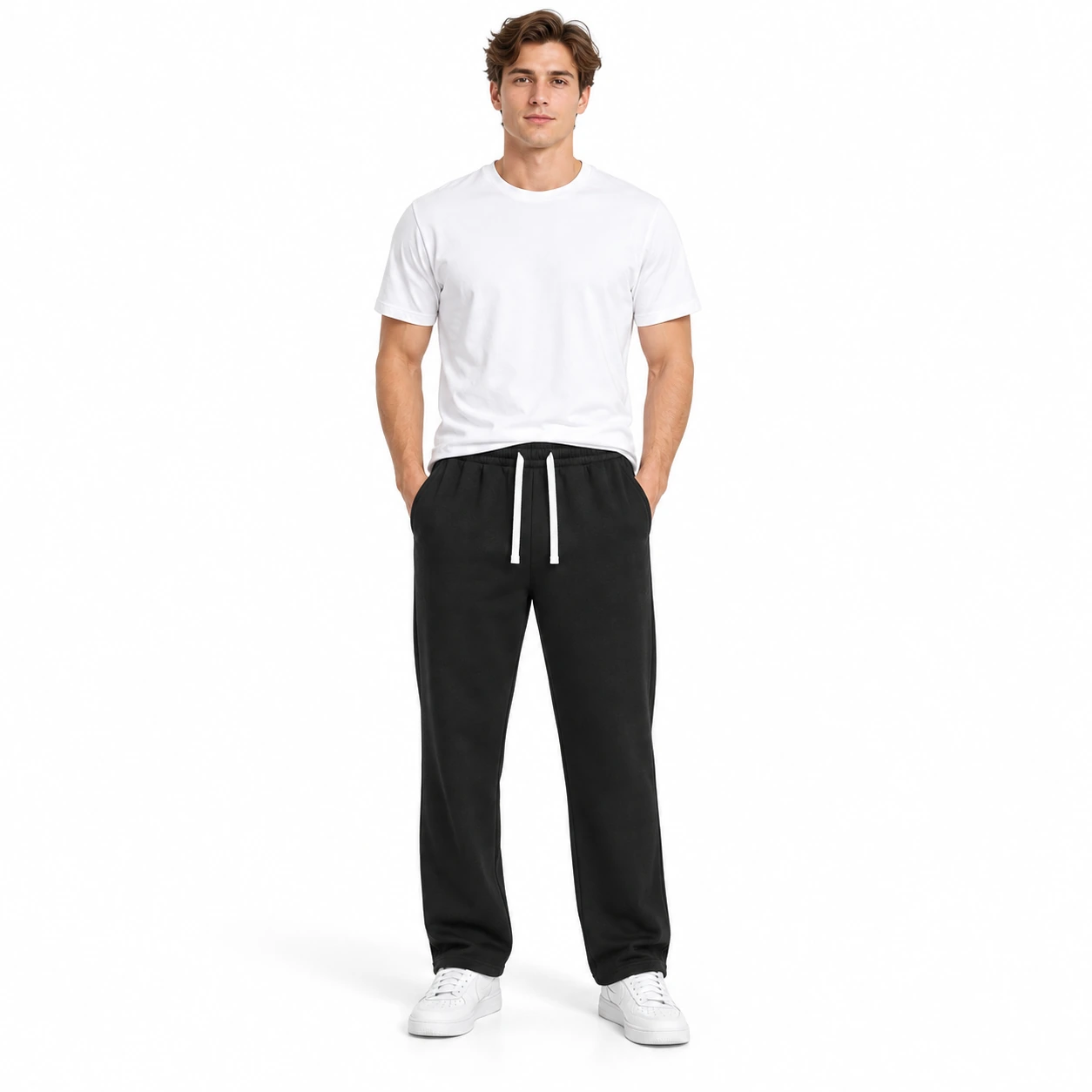 Men's straight-leg drawstring sweatpants front view